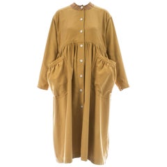 Wendy Dagworthy mustard cotton oversized smock dress, ca. 1982