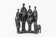 Family Four with Dog bronze sculpture by Wendy Freestone