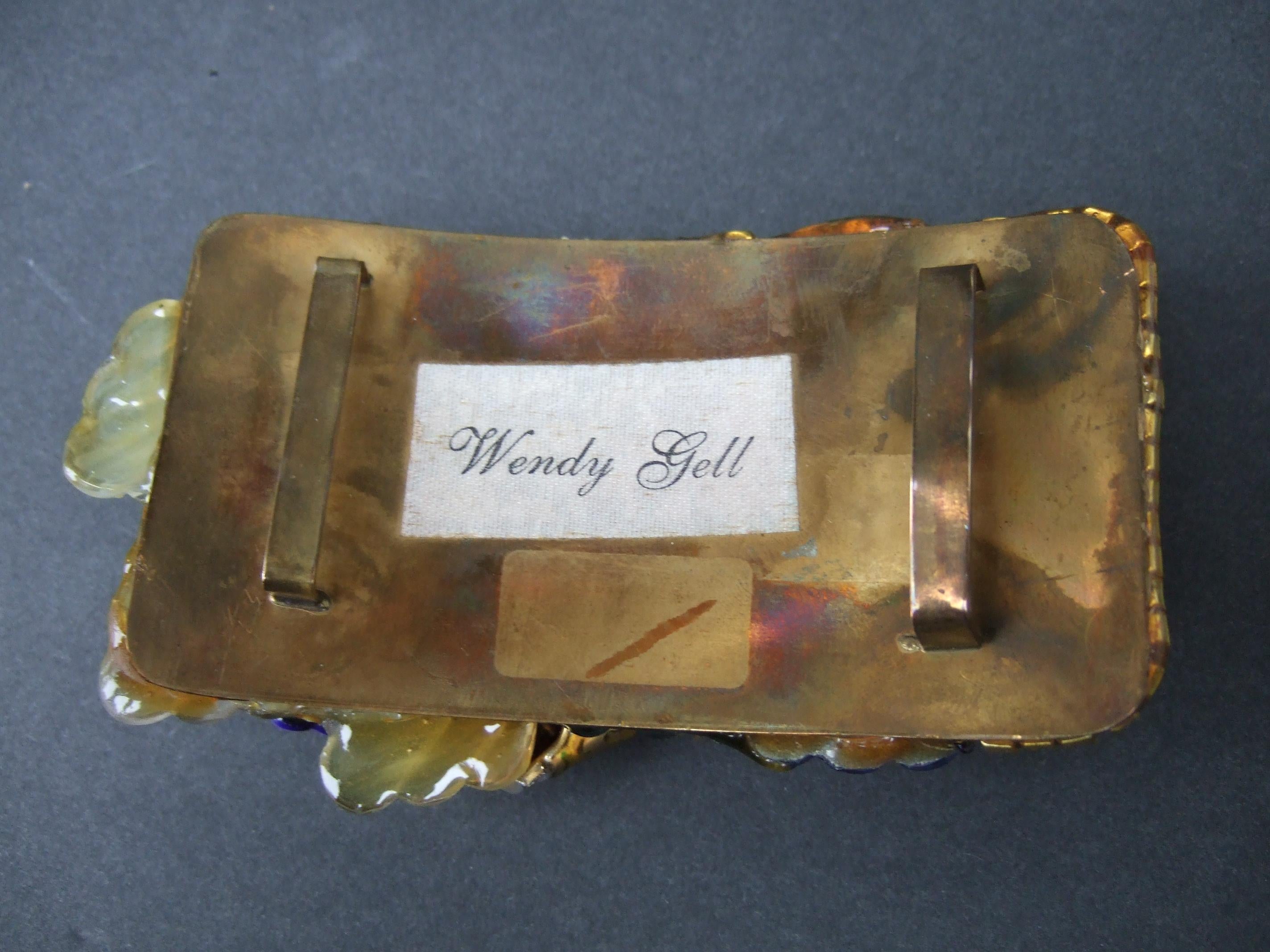 Wendy Gill Crystal Encrusted Repurposed Artisan Belt Buckle c 1980s For Sale 3