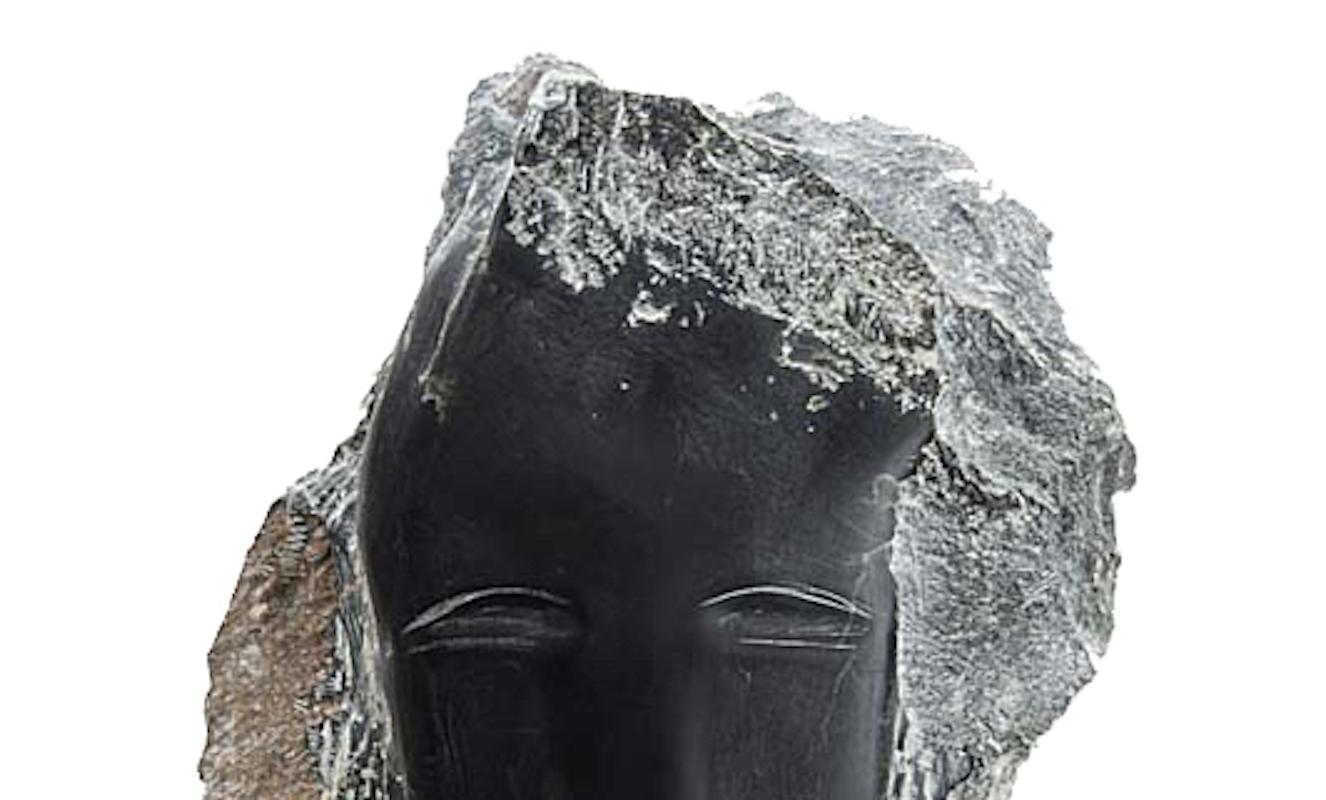 Moderne Sculpture de tête en albâtre noir de Wendy Hendelman, 2019 en vente