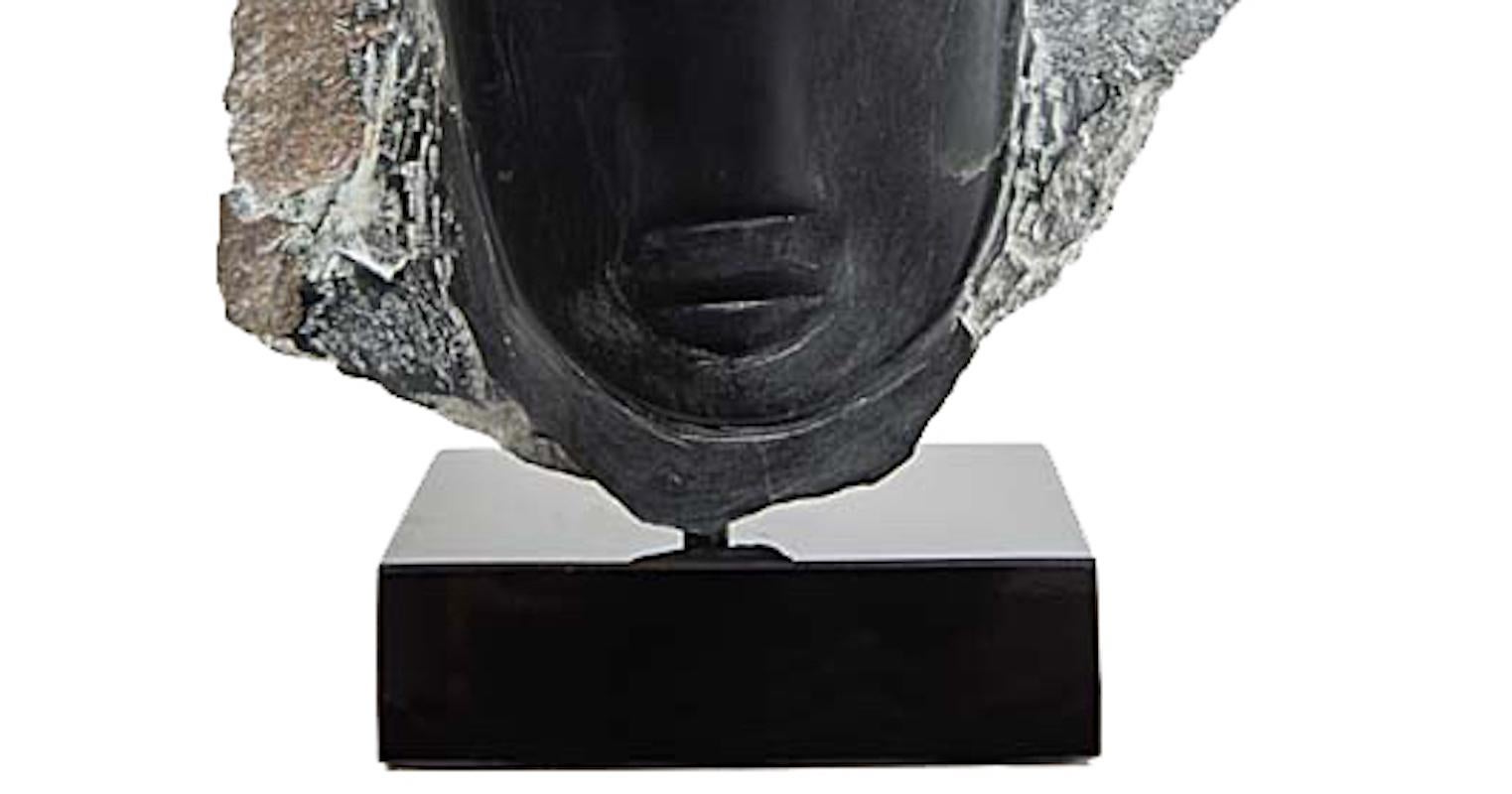 American Wendy Hendelman Black Alabaster Head Sculpture, 2019 For Sale