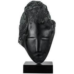 Wendy Hendelman Black Alabaster Head Sculpture, 2019