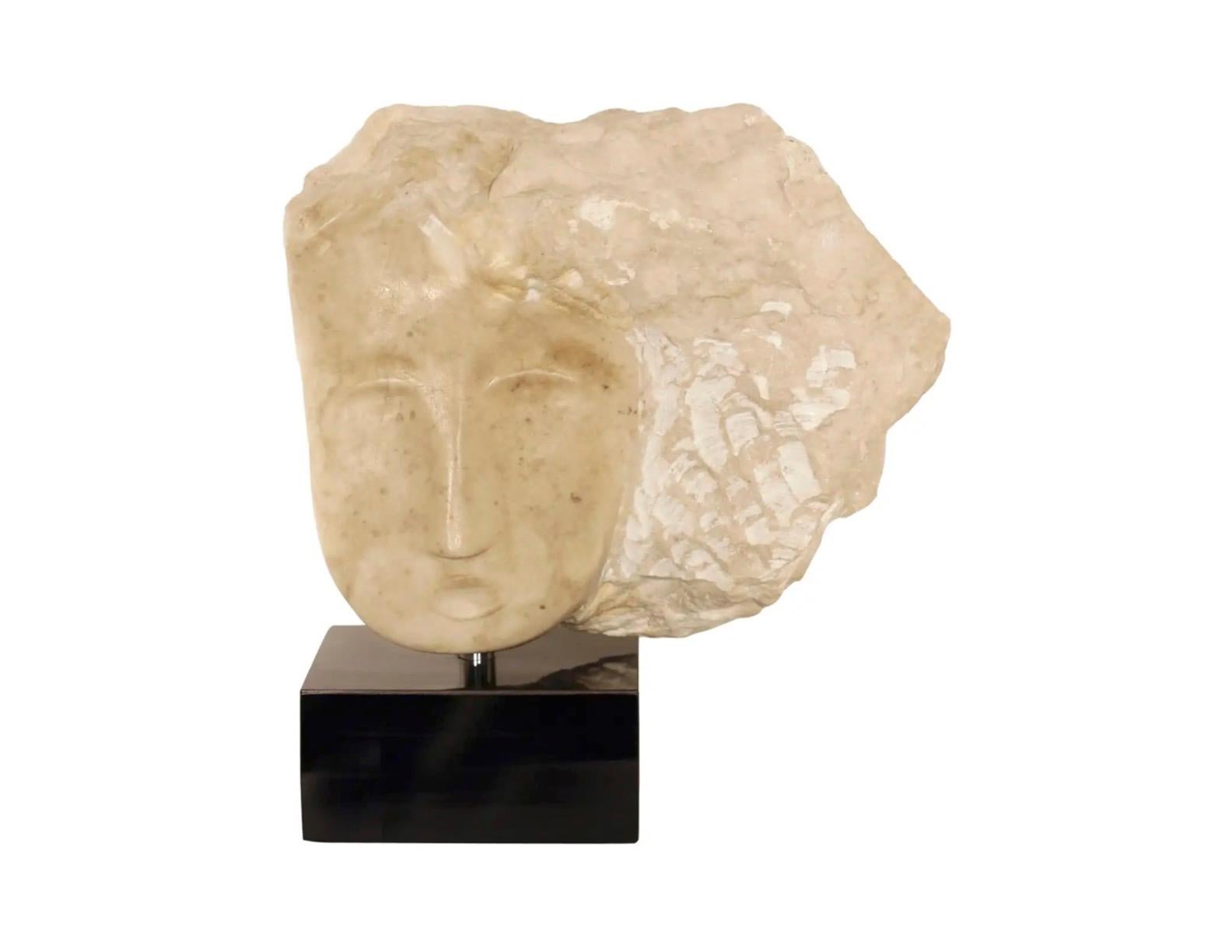 American Wendy Hendelman Creamy Alabaster Head Sculpture, 2016 For Sale