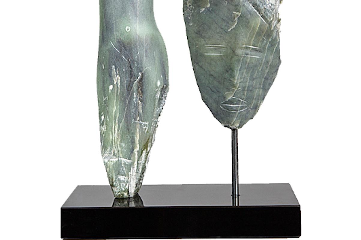 American Wendy Hendelman Green Alabaster Head and Torso Sculpture, 2019 For Sale