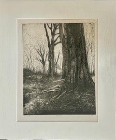 Trees Study Etching, Contemporary, AP 1/3, Mounted, 1980s