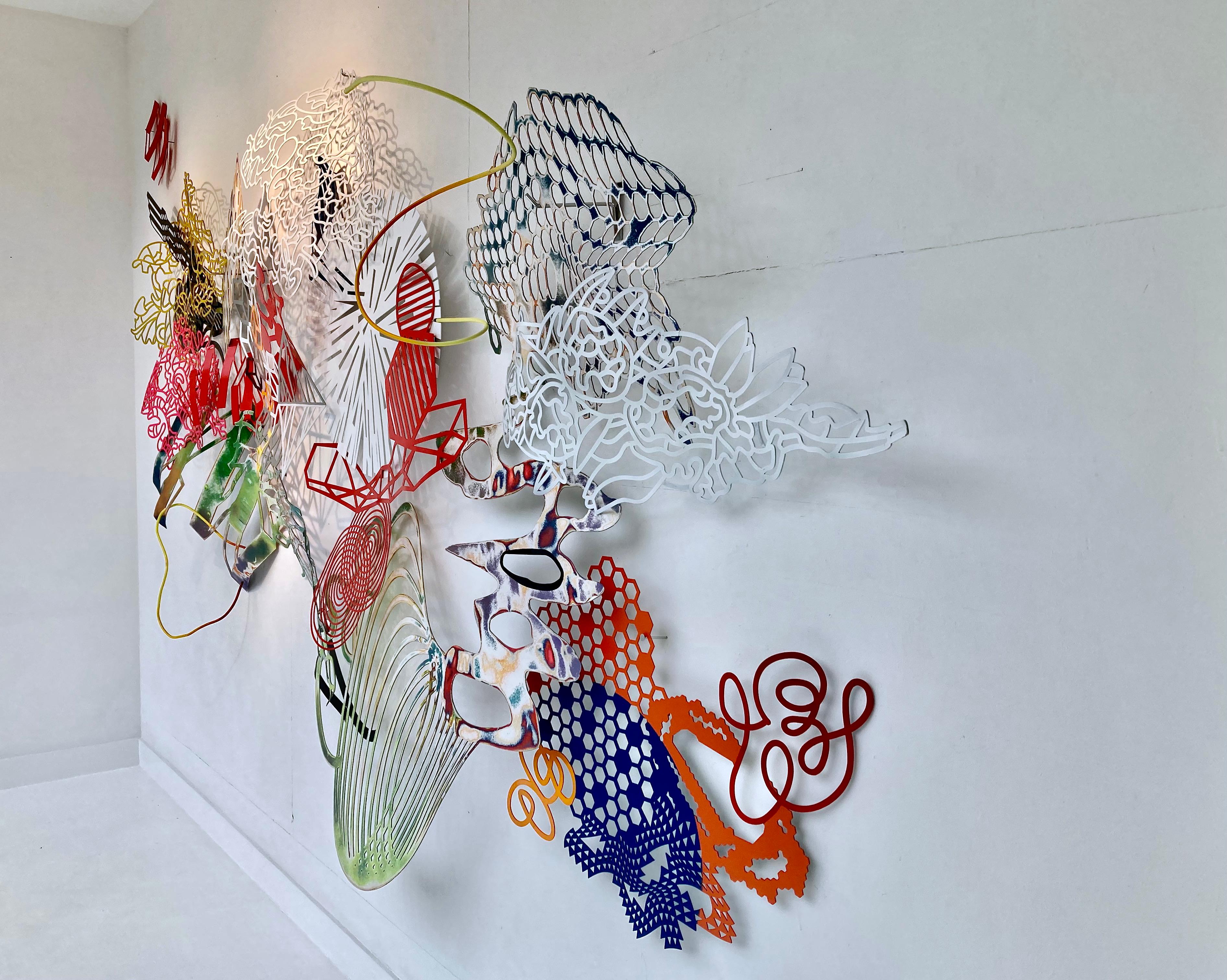 Wendy Letven's brilliantly colored abstract wall sculptures and freestanding pieces of painted aluminum are an exciting addition to genres which the artist has extraordinarily reinvigorated with forms that are playful, elegant, sophisticated and