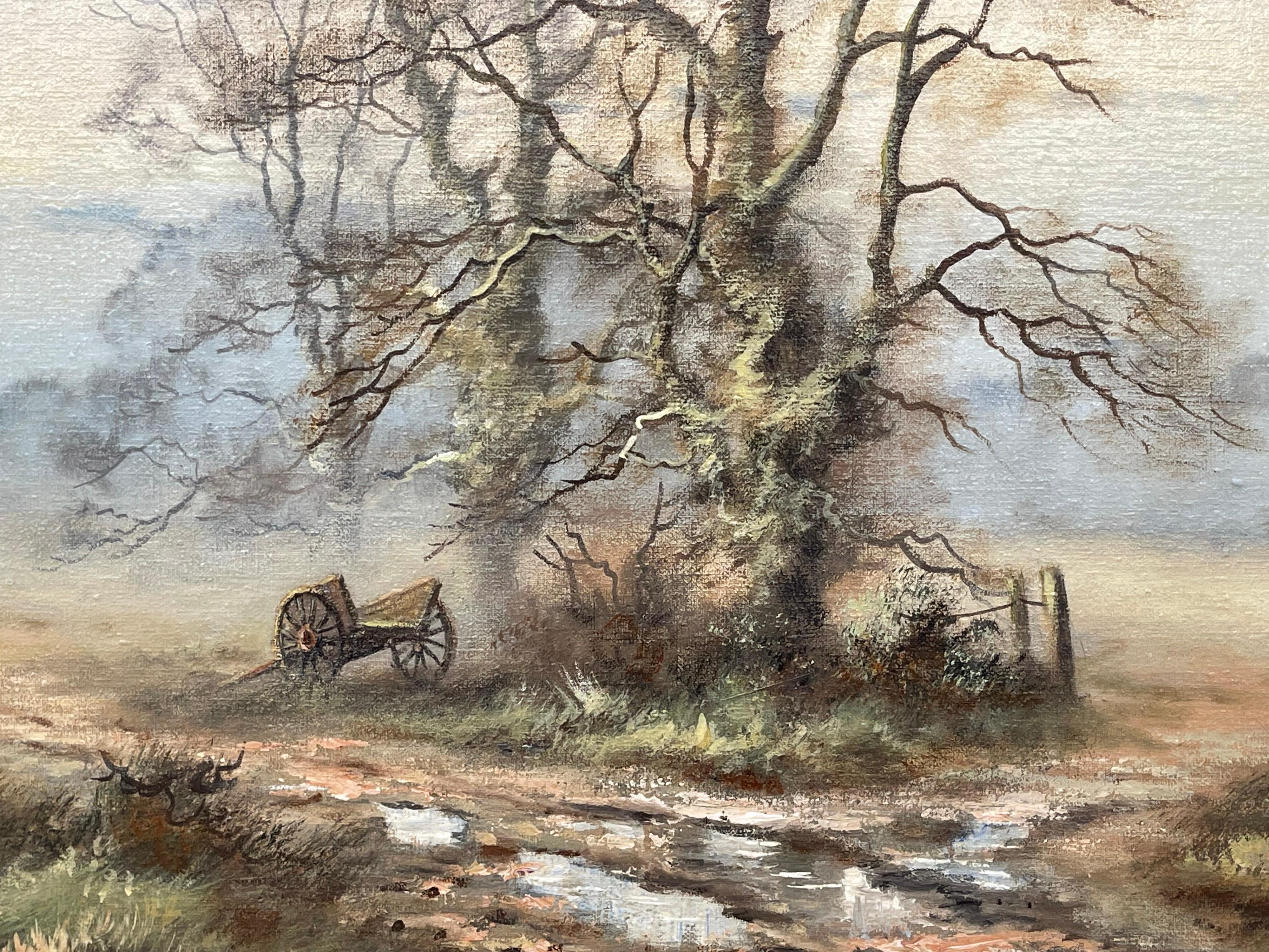 Oil Painting of Hay Cart in English Countryside by 20th Century British Artist 5