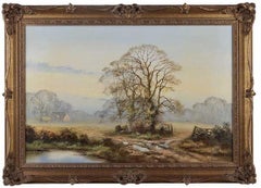 Oil Painting of Hay Cart in English Countryside by 20th Century British Artist