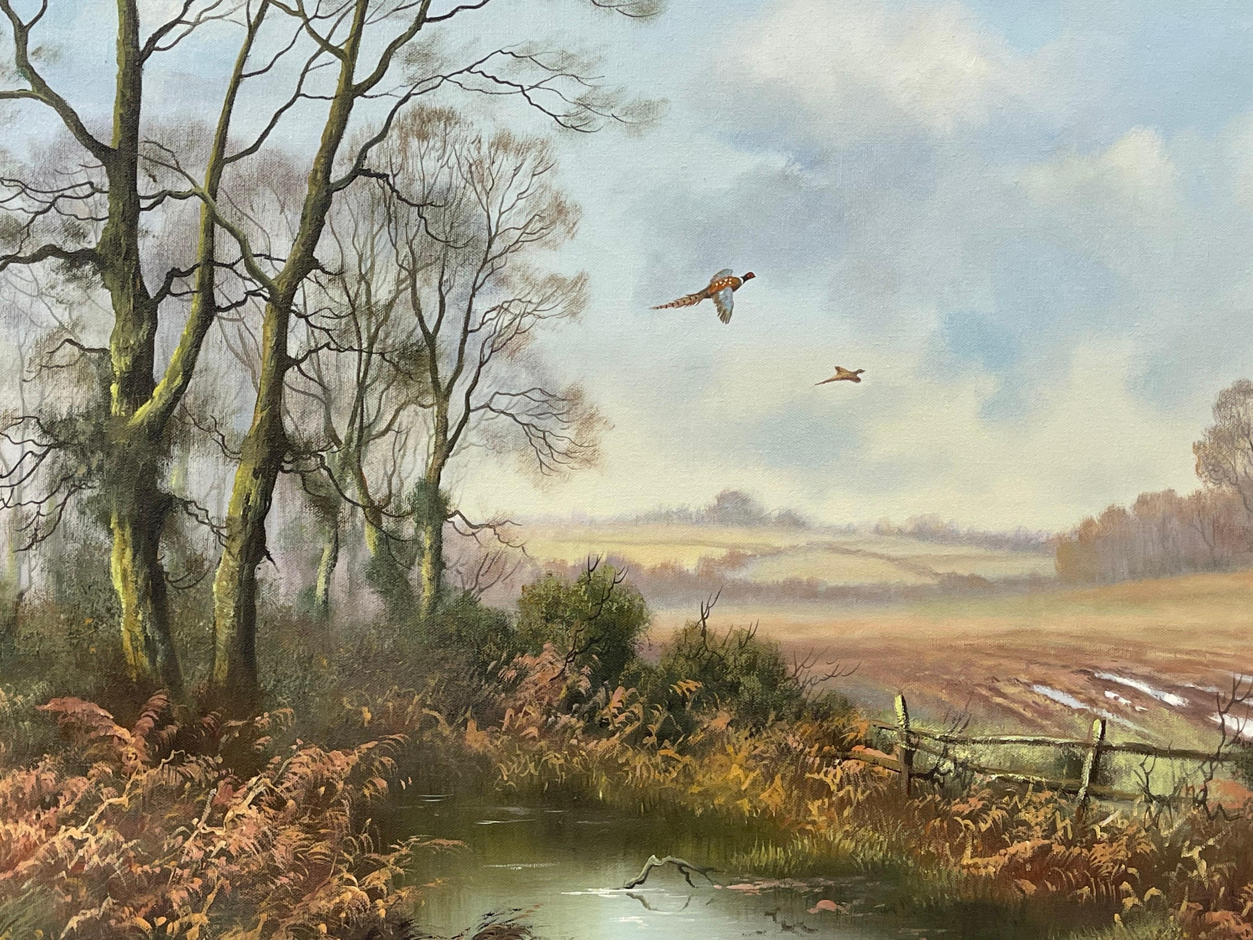 Oil Painting of Pheasants in English Countryside by 20th Century British Artist 5