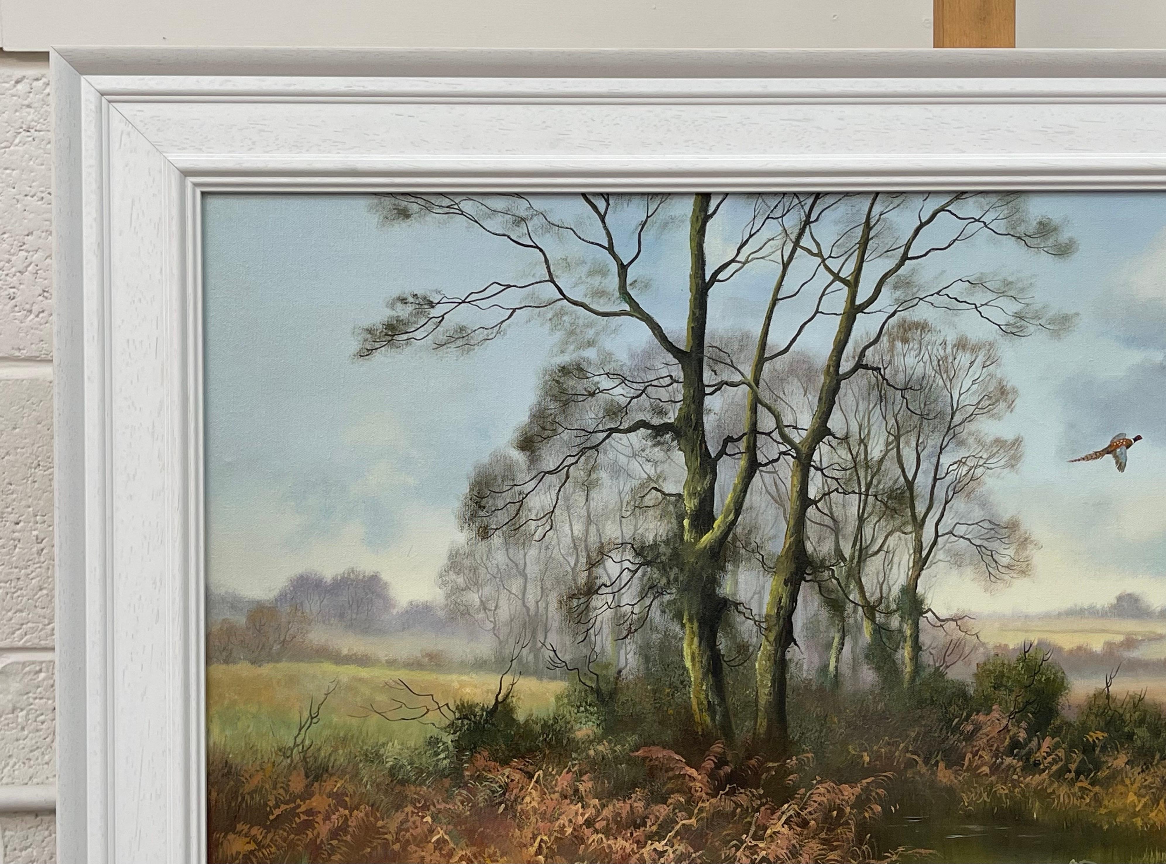 Oil Painting of Pheasants in English Countryside by 20th Century British Artist 1