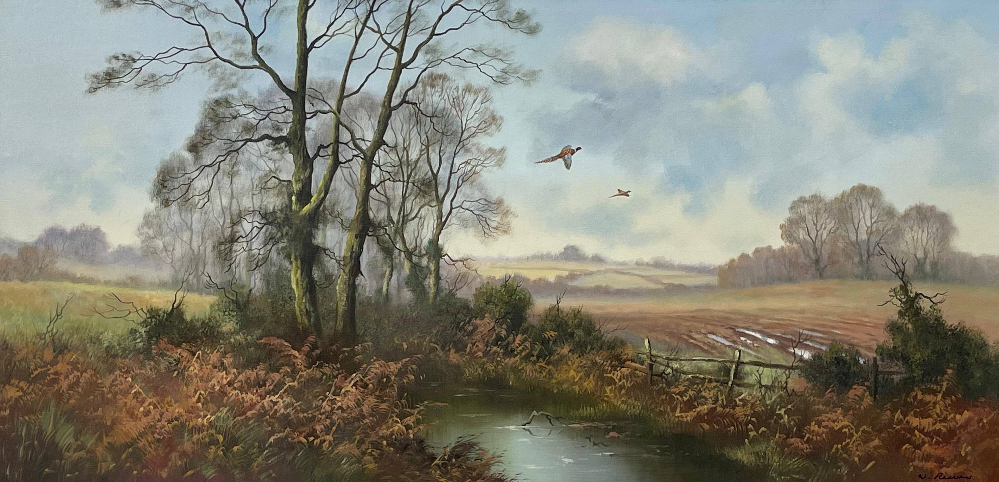 Oil Painting of Pheasants in English Countryside by 20th Century British Artist 3
