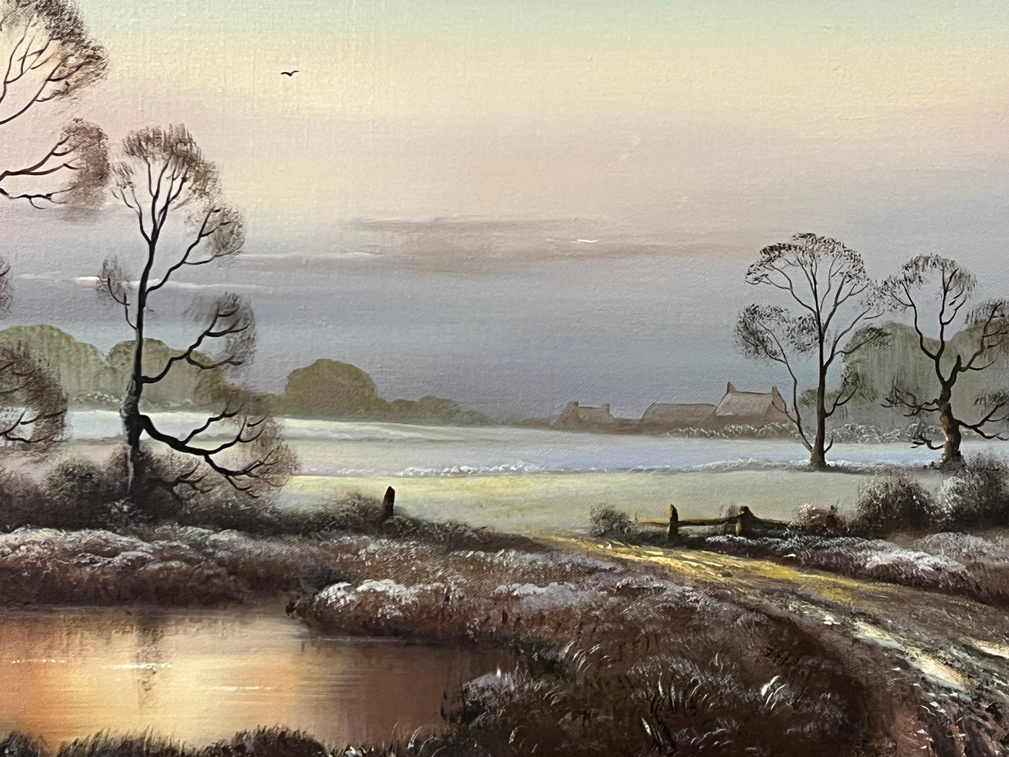 Winter Mist at a Farm in the English Countryside by 20th Century British Artist For Sale 7