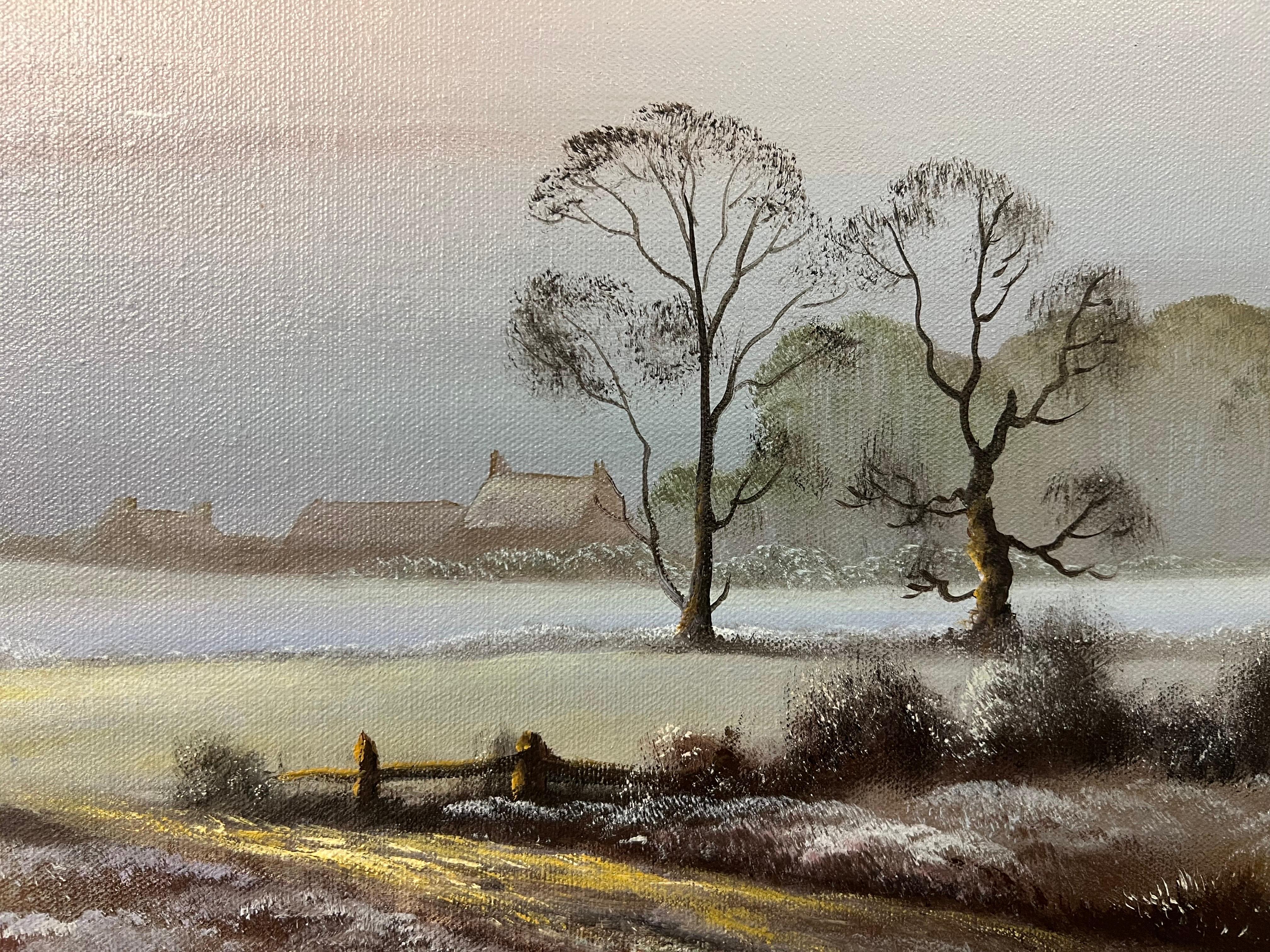 Winter Mist at a Farm in the English Countryside by 20th Century British Artist For Sale 10