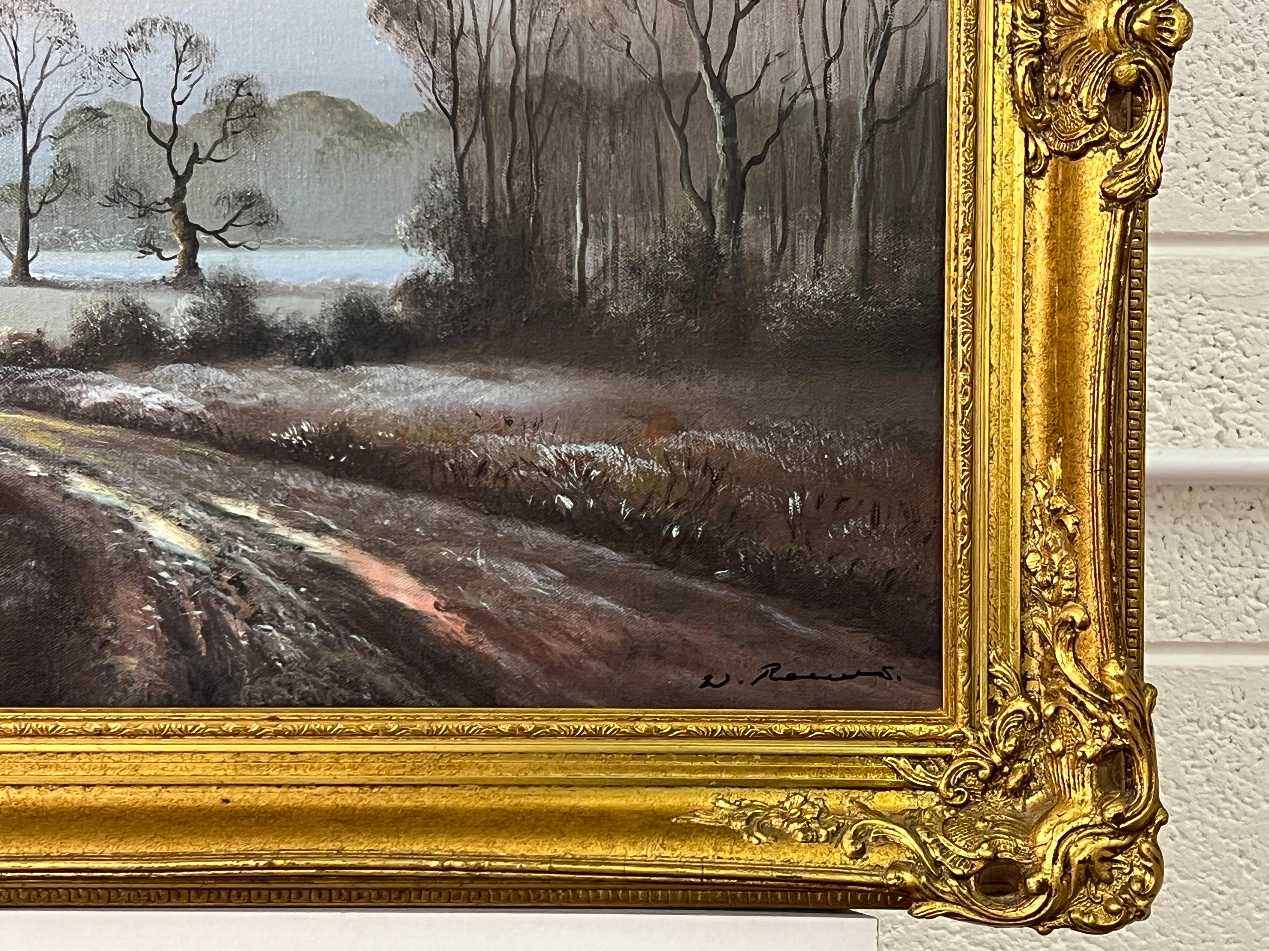 Winter Mist at a Farm in the English Countryside by 20th Century British Artist For Sale 2