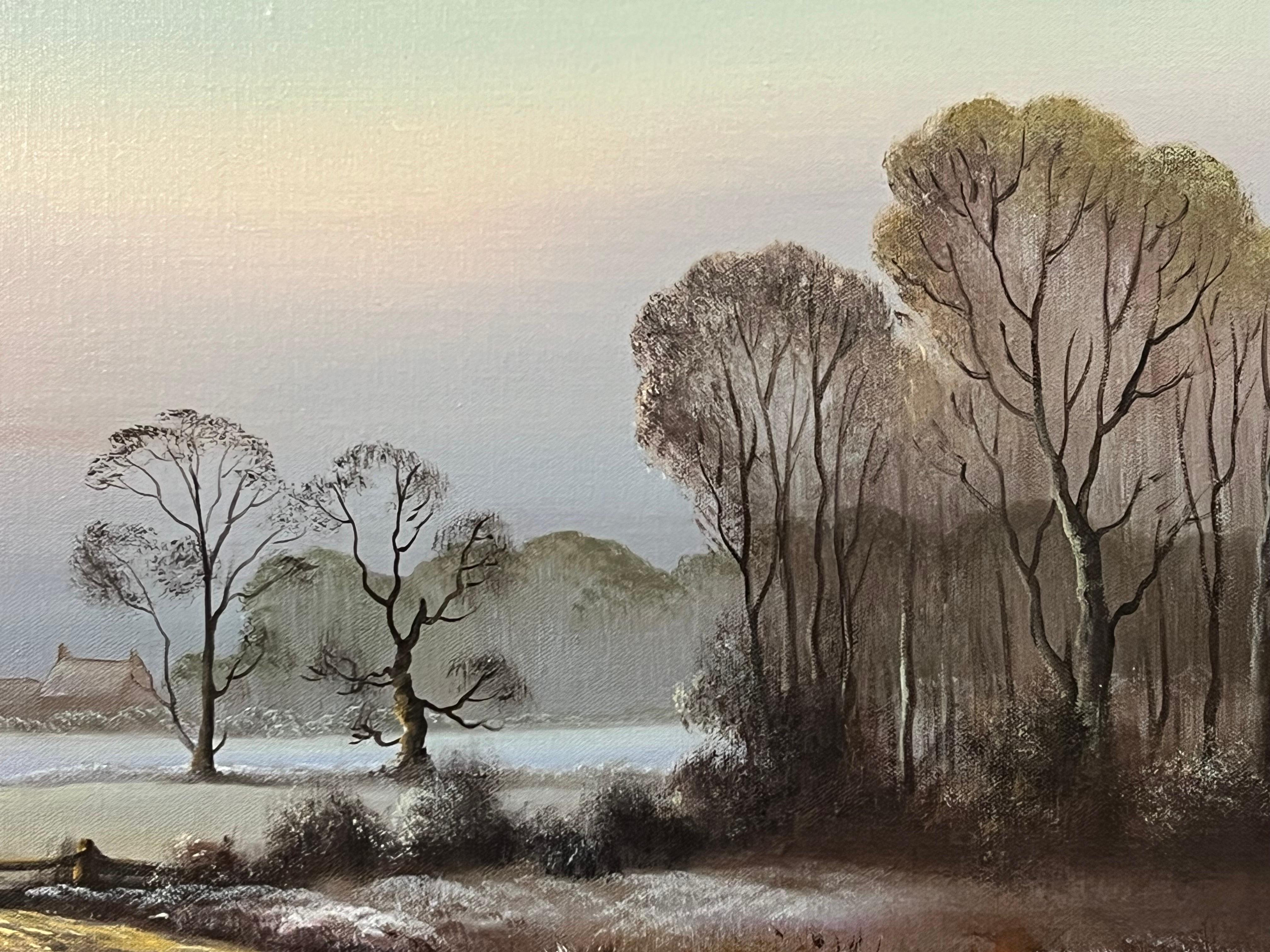 Winter Mist at a Farm in the English Countryside by 20th Century British Artist For Sale 4