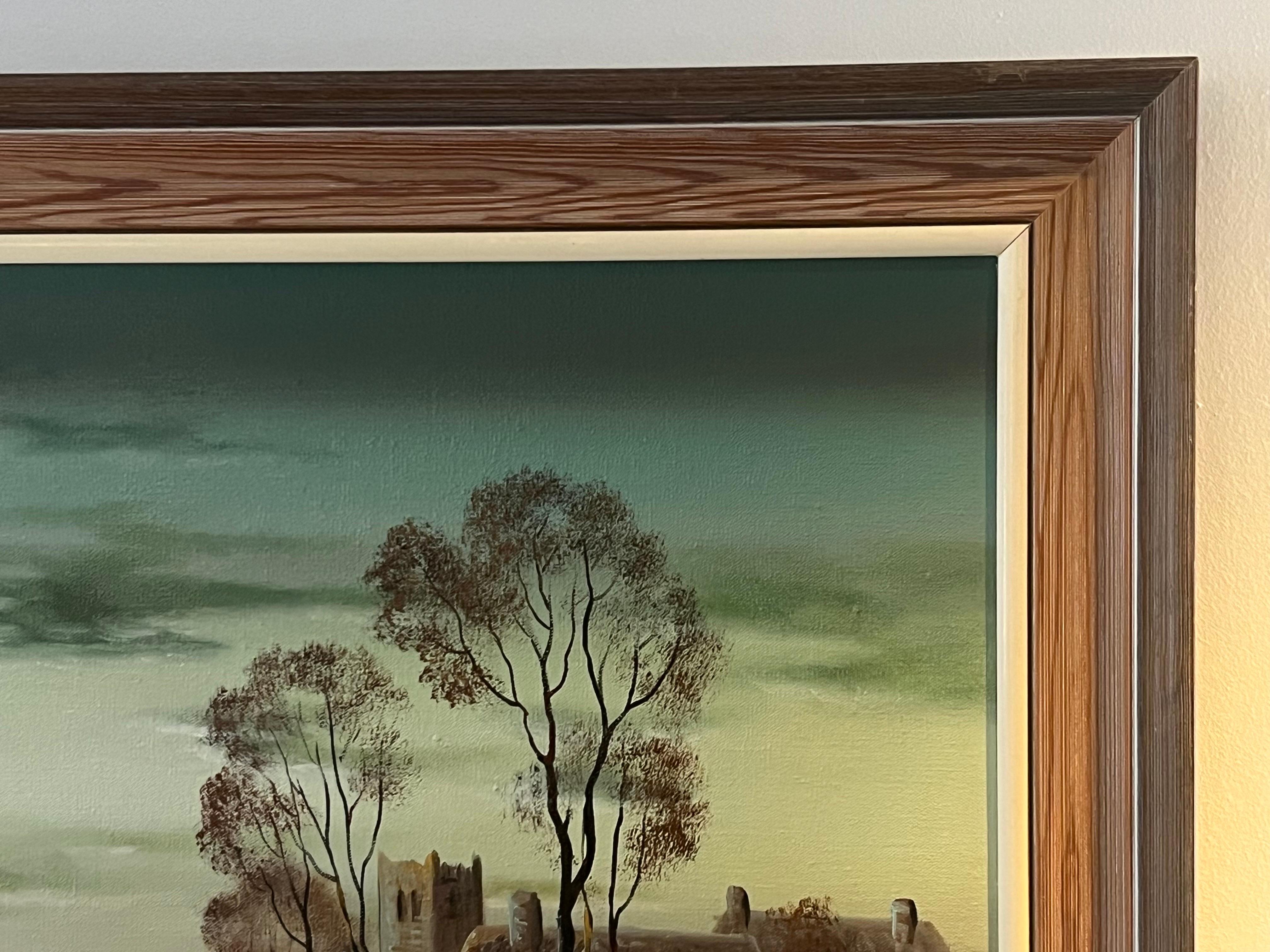 Winter Trees at Village in English Countryside by 20th Century British Artist For Sale 2