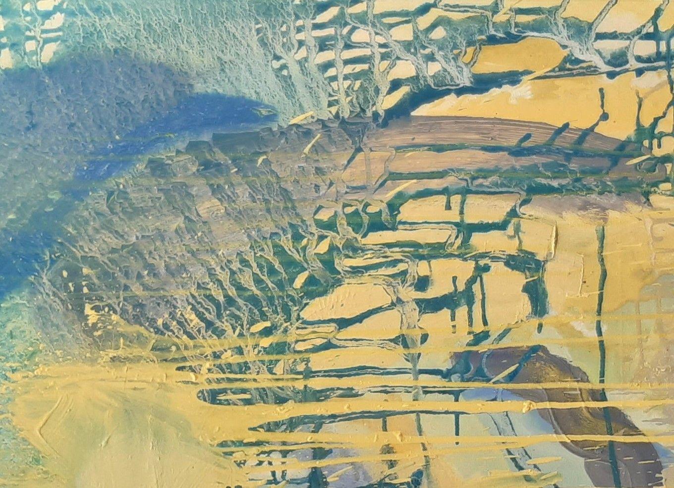 Este cuadro explora la idea de los elementos naturales y la respuesta al tiempo salvaje y tormentoso. La pintura se construye por capas, atrapando la energía dentro de ellas para crear profundidad.  Quería captar el movimiento, una superficie que