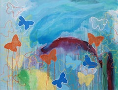 The Blue Morpho Butterfly, Painting, Acrylic on Canvas