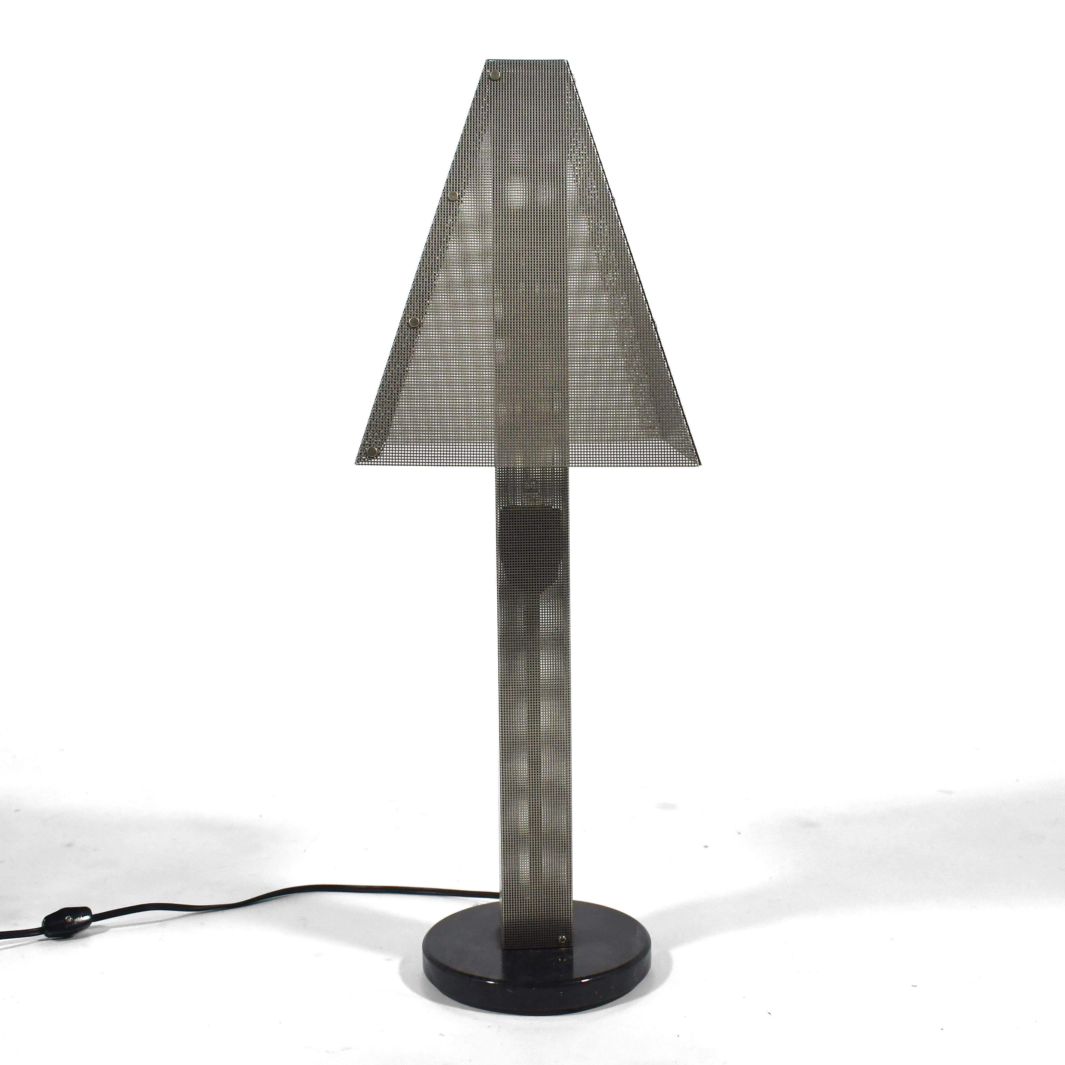 Late 20th Century Wendy Stephens Perforated Steel Table Lamp For Sale