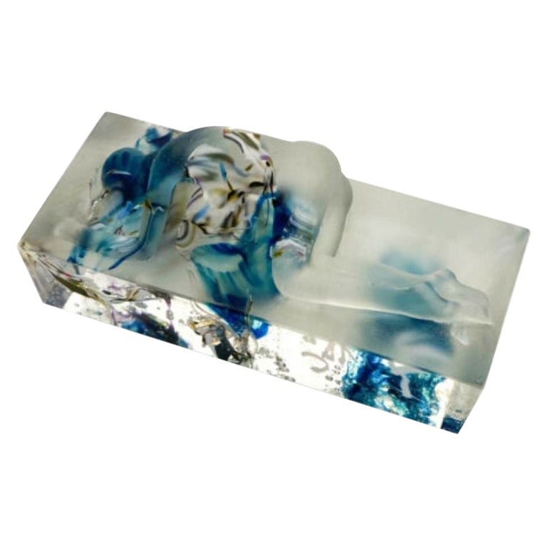 Wendy Taylor Art Glass Frosted Molten Nude Beauty Glass Sculpture, 1989 Signed For Sale
