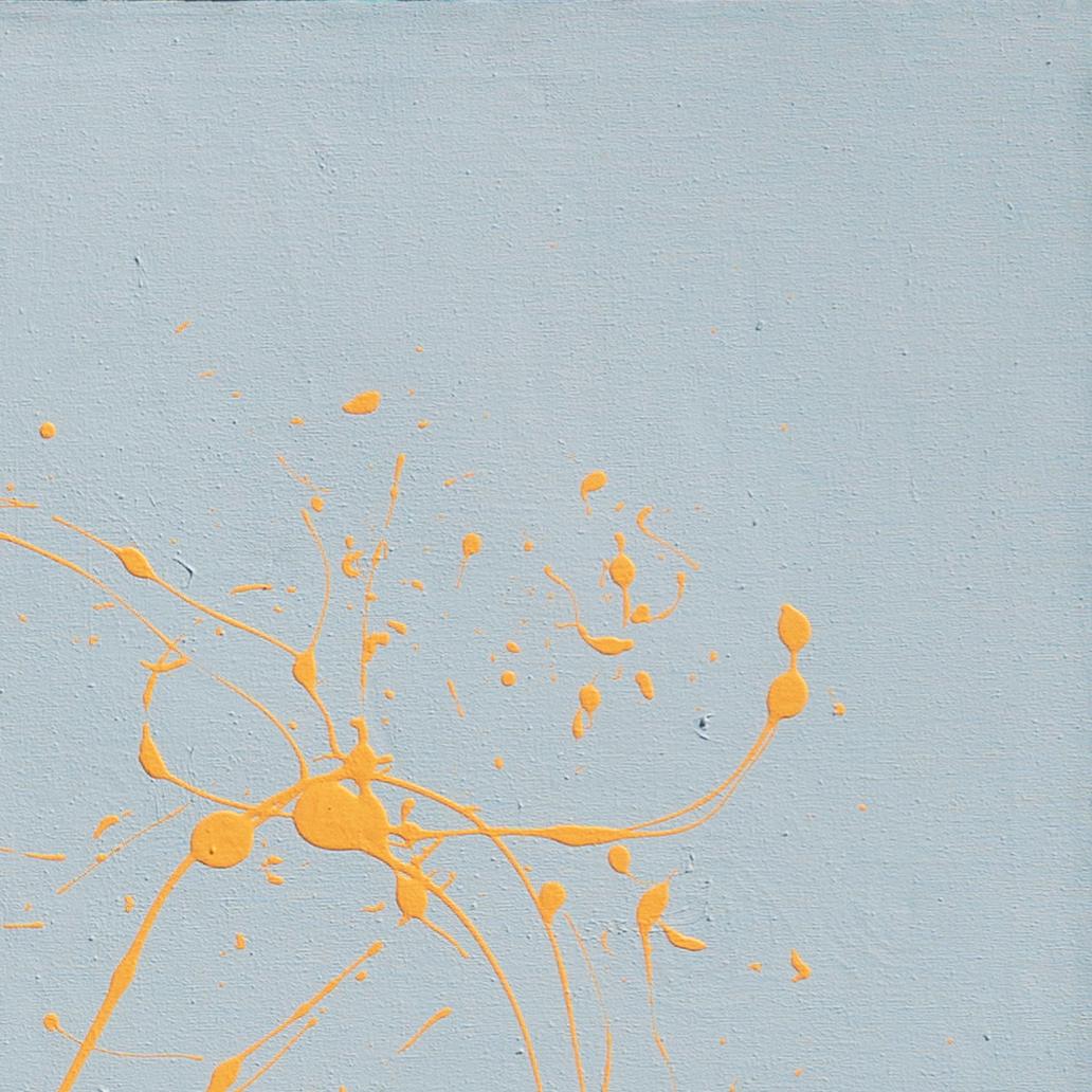 Biomorfo astratto, azzurro e oro', Mills College, Seattle, Shoji Hamada - Abstract Painting Grigio di Wendy Trosper DeRoux