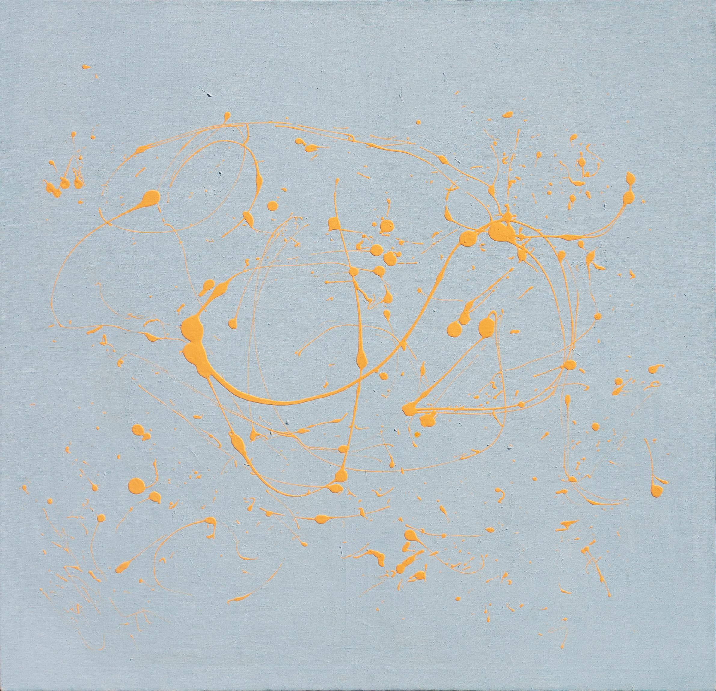 Abstract Painting di Wendy Trosper DeRoux - Biomorfo astratto, azzurro e oro', Mills College, Seattle, Shoji Hamada