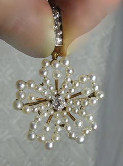 Wendy Vanderbilt 1/2 Carat Diamond Pearl Pendant Brooch Antique Victorian