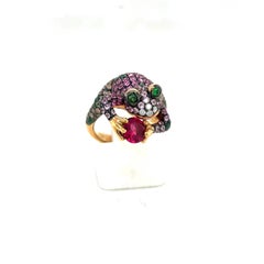 Froschring, 18KT Roségold 1,38 Karat rosa Saphir 0,70 Karat brauner Diamant von Wendy Yu