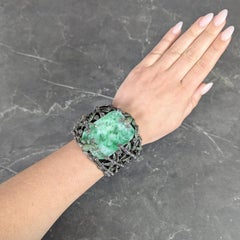 Wendy Yue 2013 Jade Granat-Diamant-Diamant 18 Karat Gold Gebotenes Waldfrosch-Manschettenarmband