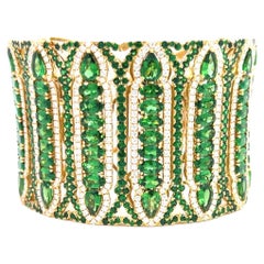 Breite Wendy Yue-Manschettenarmreif mit Diamanten und Granat