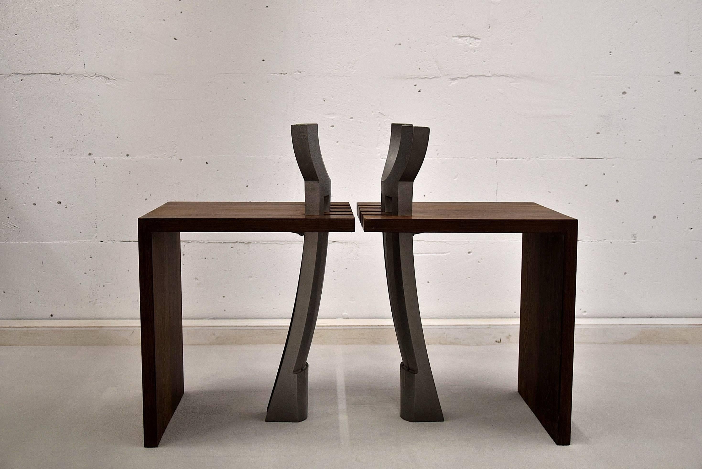 Wenge and Aluminium Contemporary Stools In Good Condition For Sale In Weesp, NL