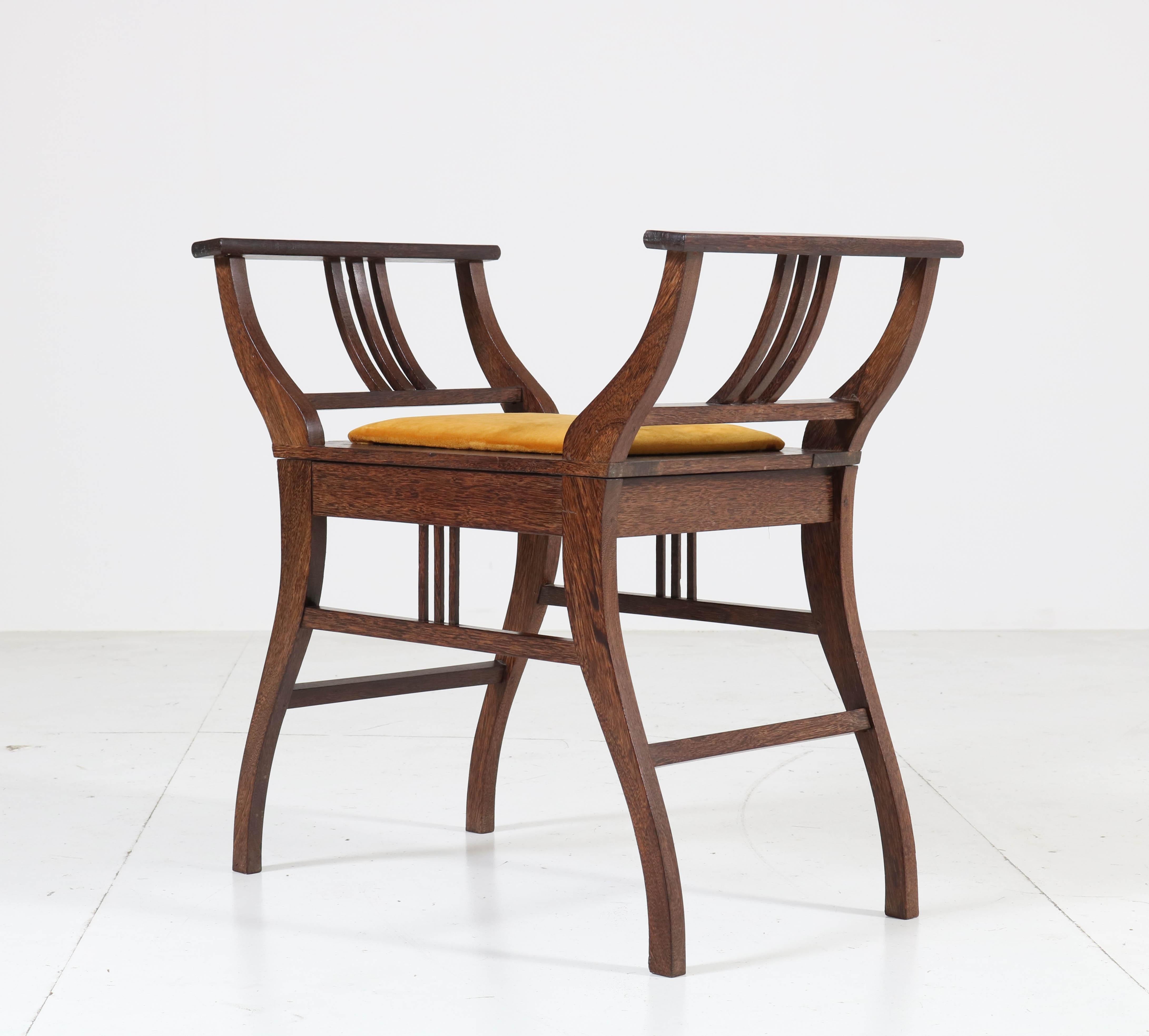 Dutch Wenge Art Nouveau Arts & Crafts Stool, 1900s
