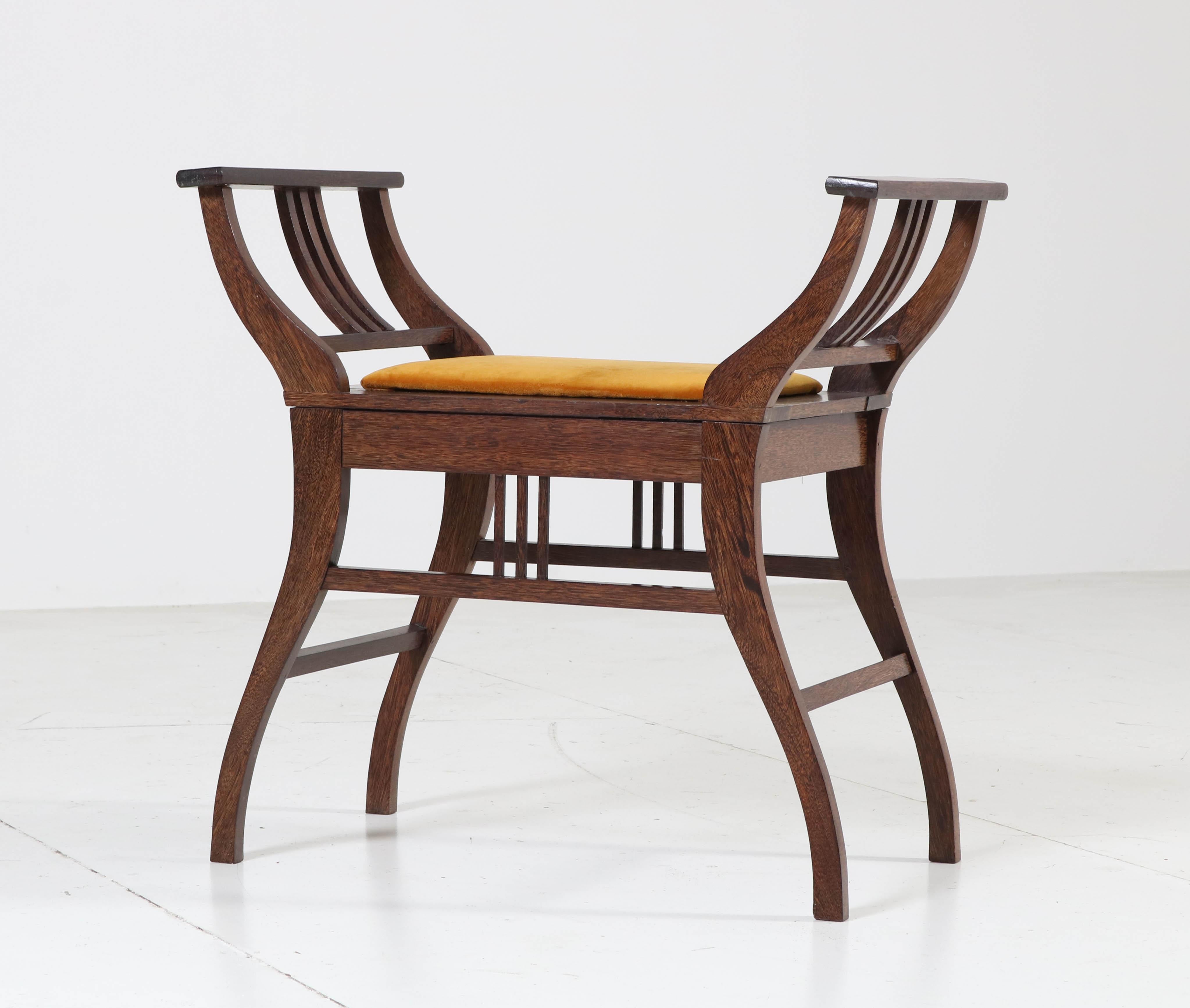 Wenge Art Nouveau Arts & Crafts Stool, 1900s In Good Condition In Amsterdam, NL