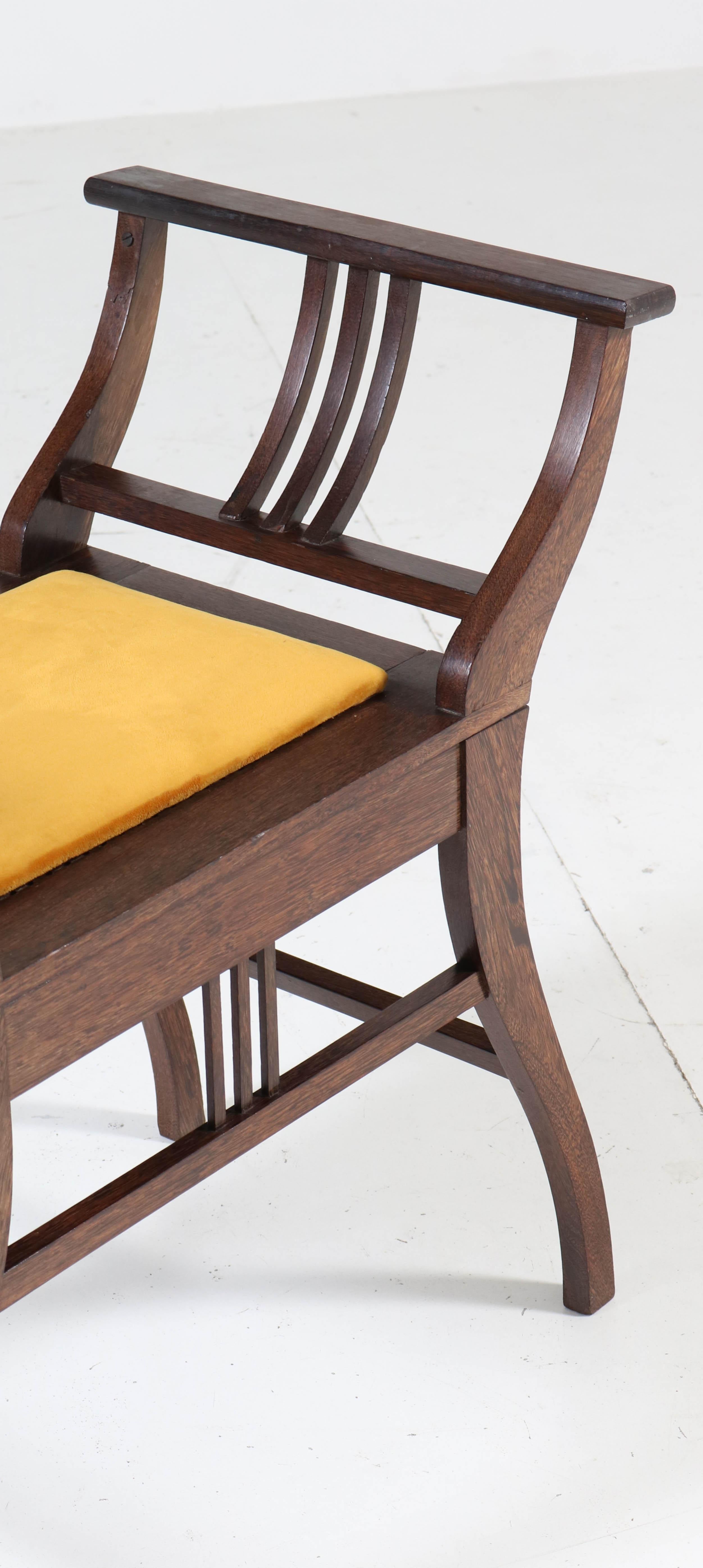 Early 20th Century Wenge Art Nouveau Arts & Crafts Stool, 1900s