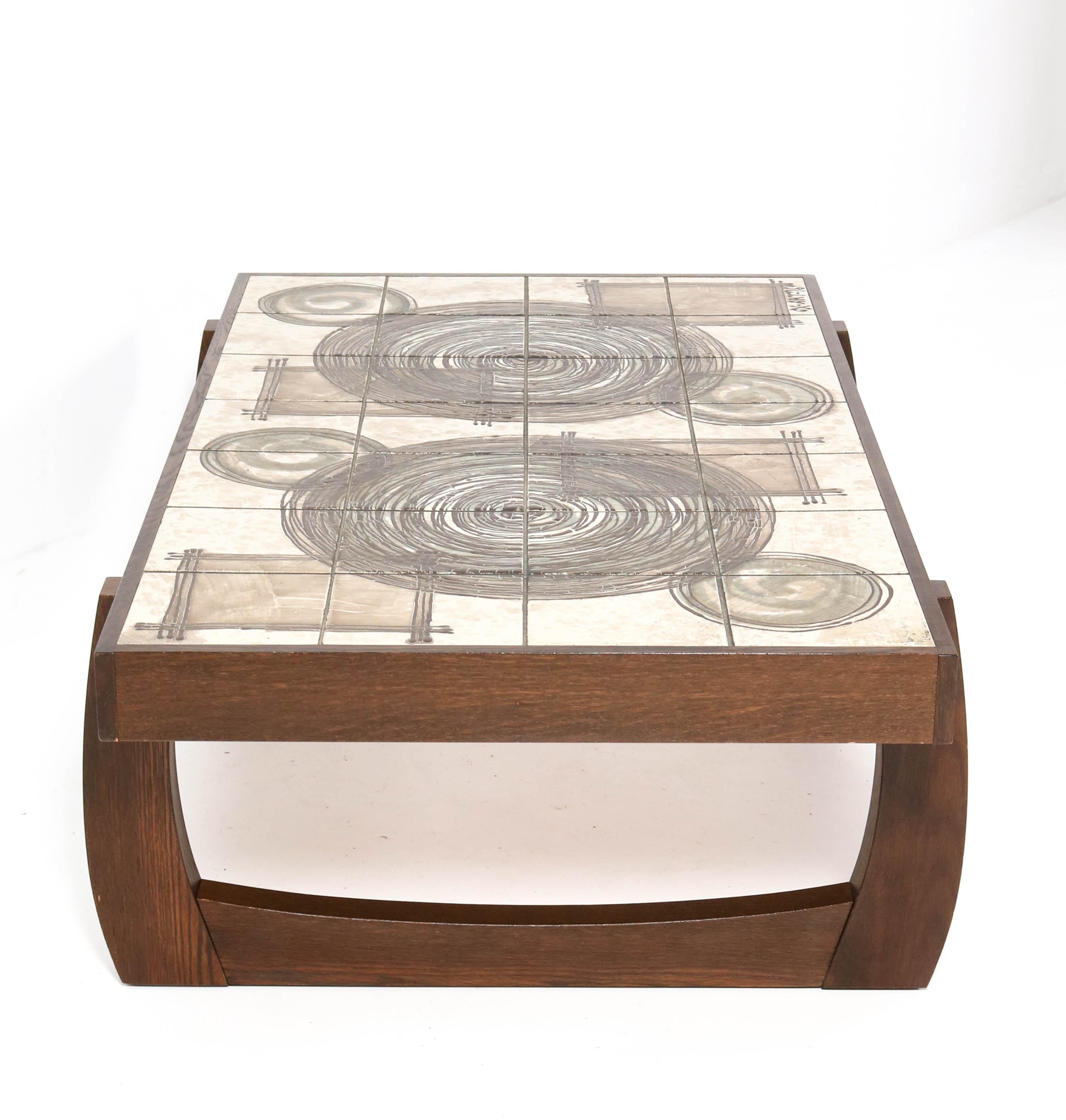 Wenge Brutalist Coffee Table with Tiles by OX Art for Trioh, 1976 4