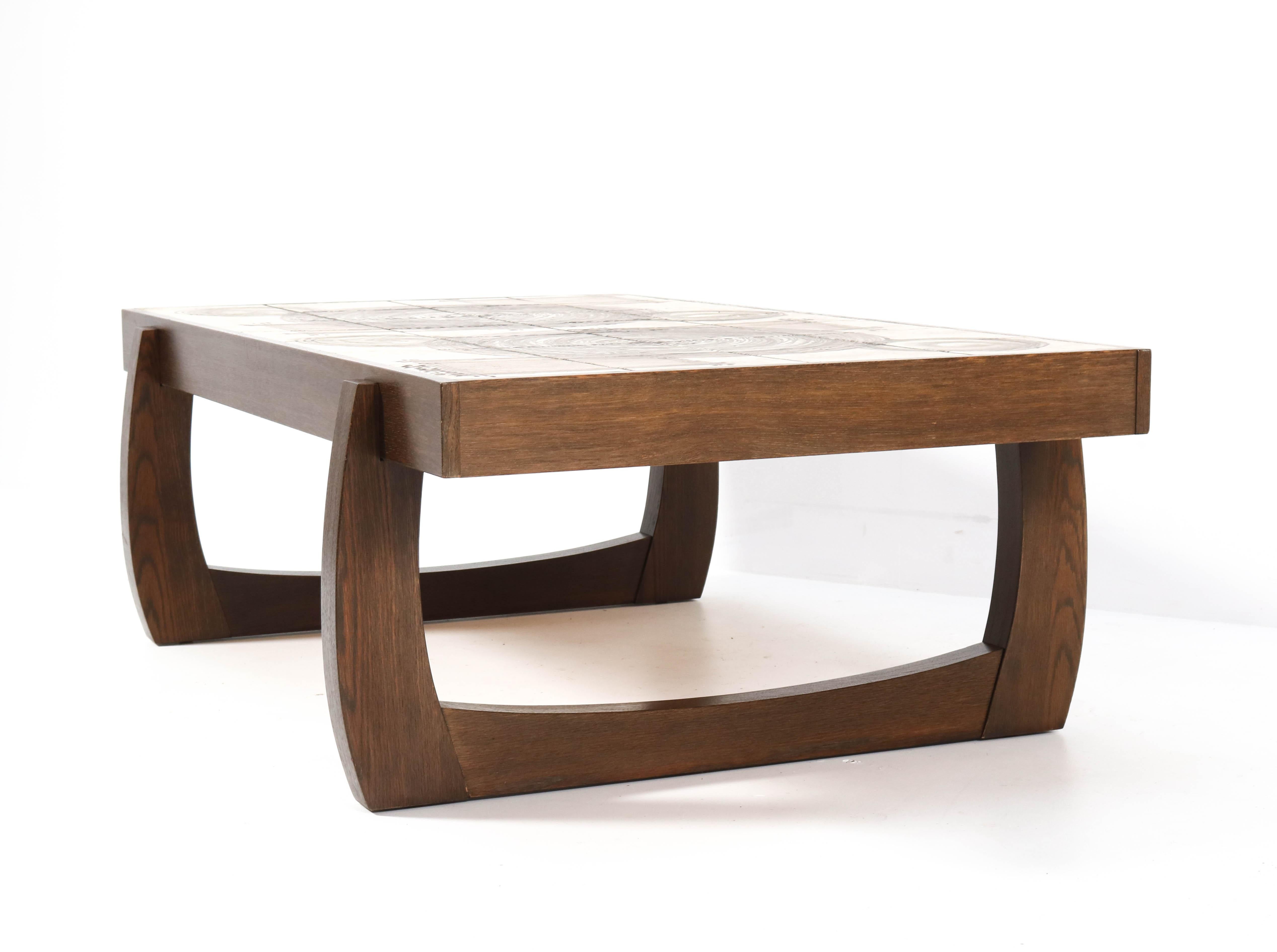 Late 20th Century Wenge Brutalist Coffee Table with Tiles by OX Art for Trioh, 1976