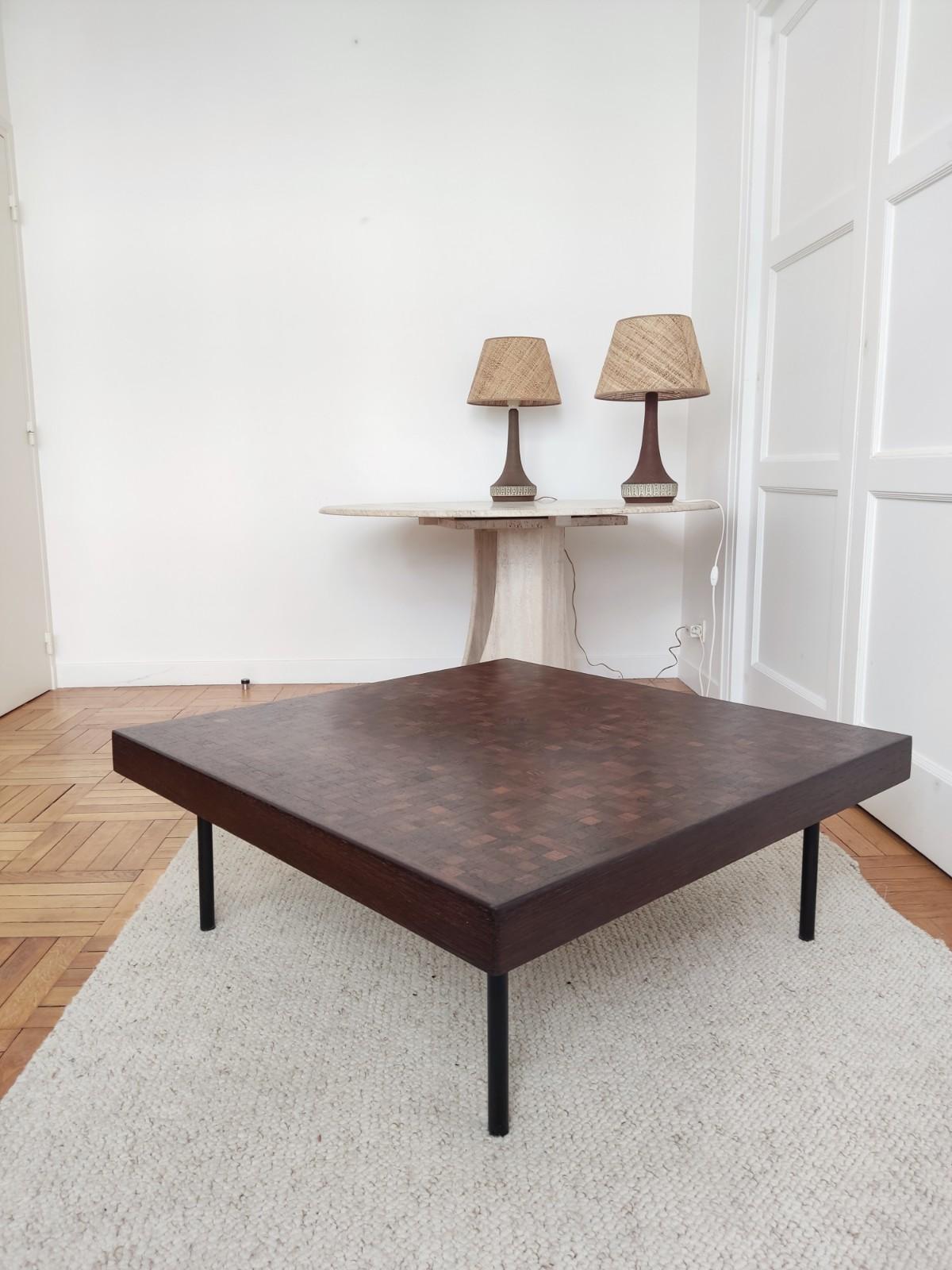 Wood Wenge coffee table by Dieter Waeckerlin - Switzerland 1960s