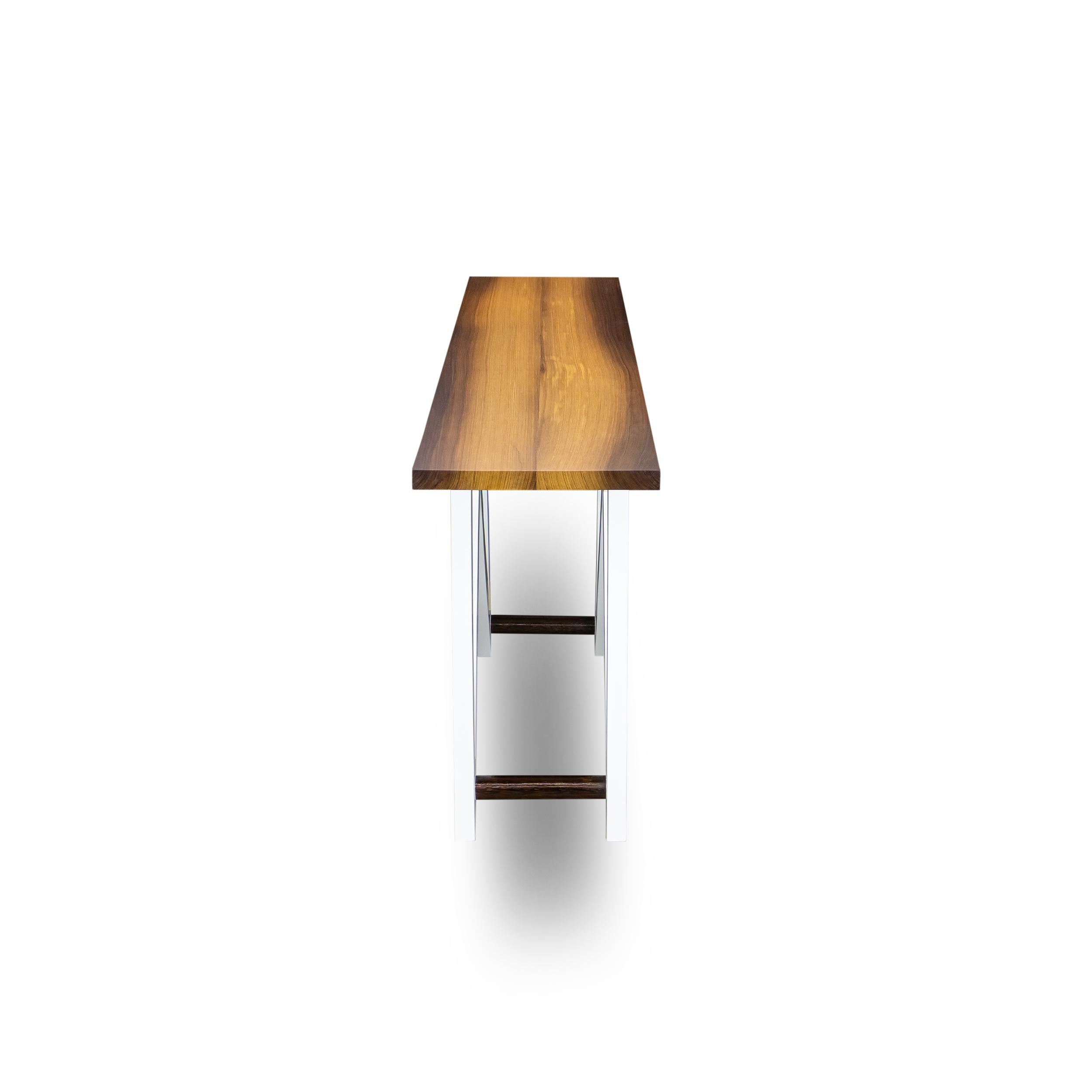 Wenge Console Table with Lacquered Modified X Shaped Base For Sale 4