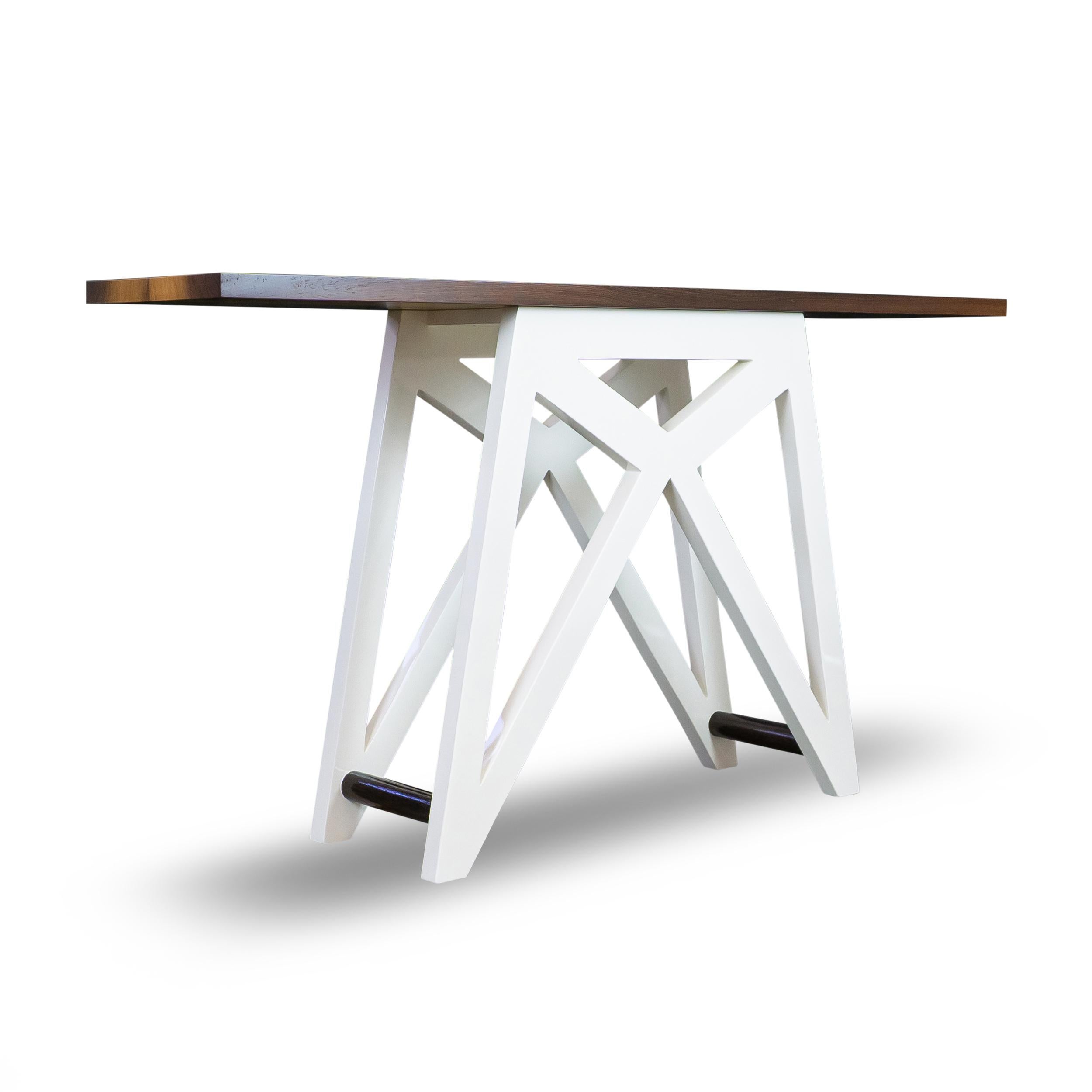 Wenge Console Table with Lacquered Modified X Shaped Base For Sale 5