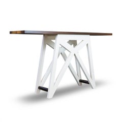 Wenge Console Table with Lacquered Modified X Shaped Base