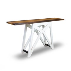 Wenge Console Table with Lacquered Modified X Shaped Base