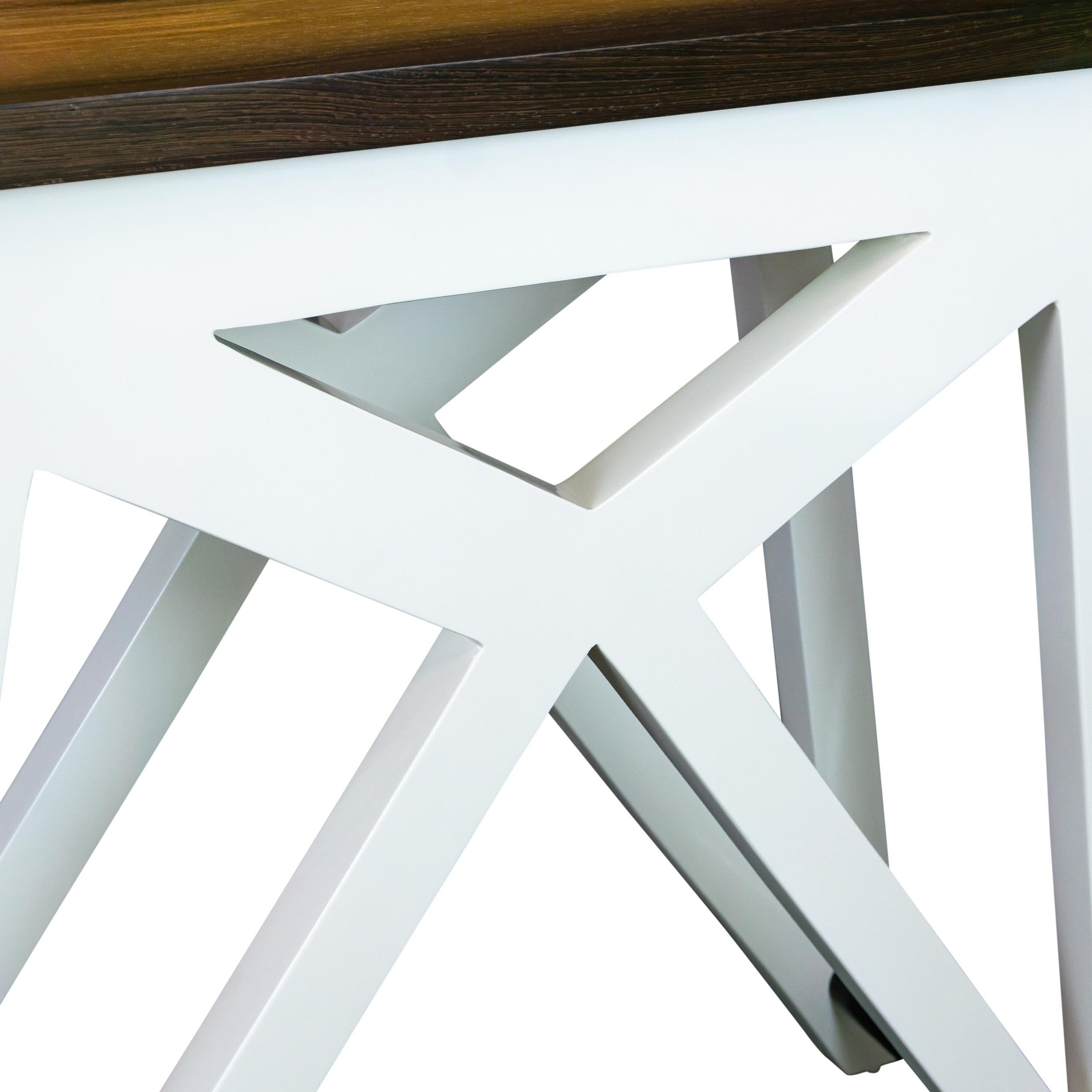 Wenge Console Table with Lacquered Modified X Shaped Base For Sale 2