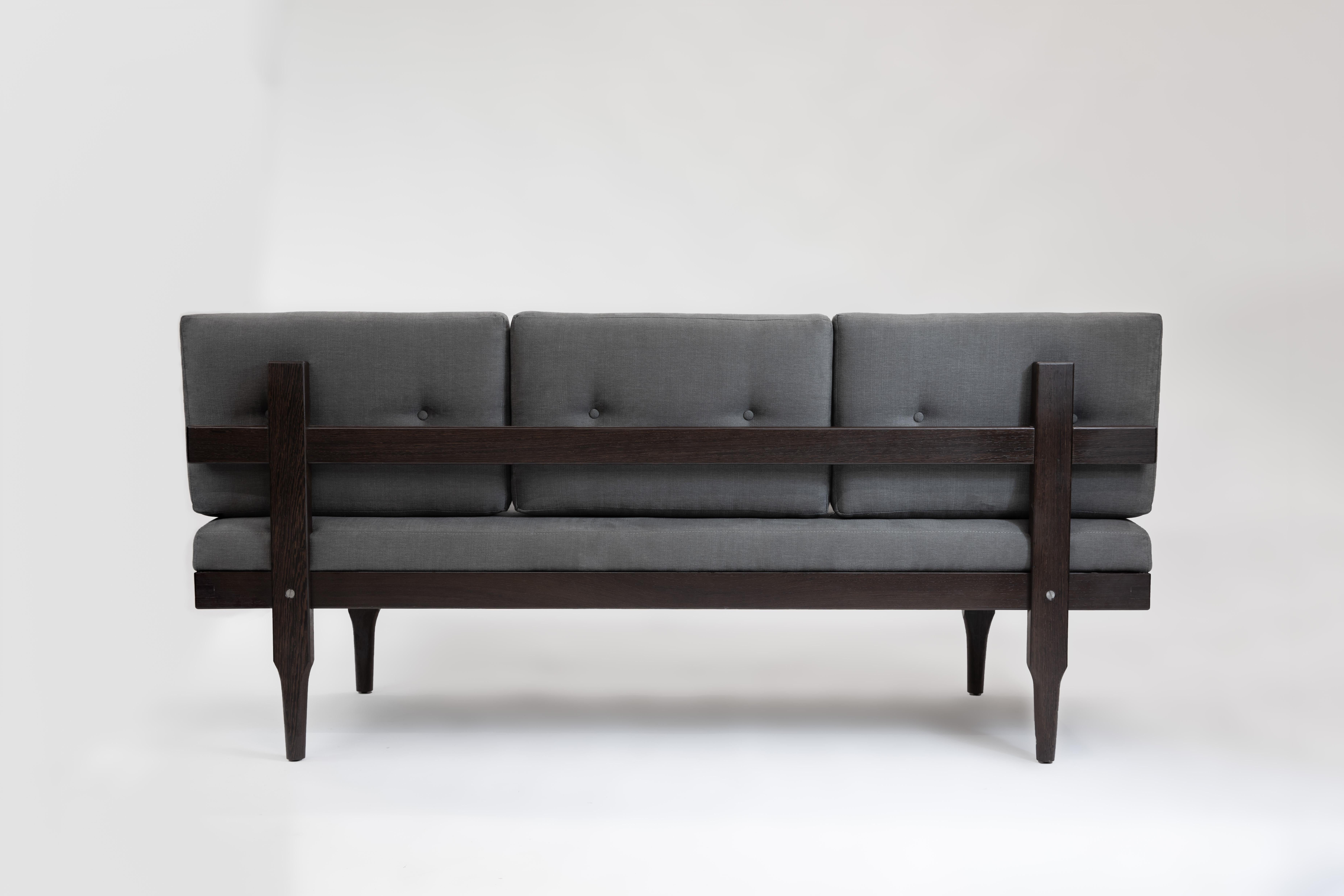 A classy daybed for the minimalists. Wenge, a timber found in Africa if one of the prettiest timber species around. We have matched it with a grey fabric from Panaz and have given it some small stainless details to catch the eye.