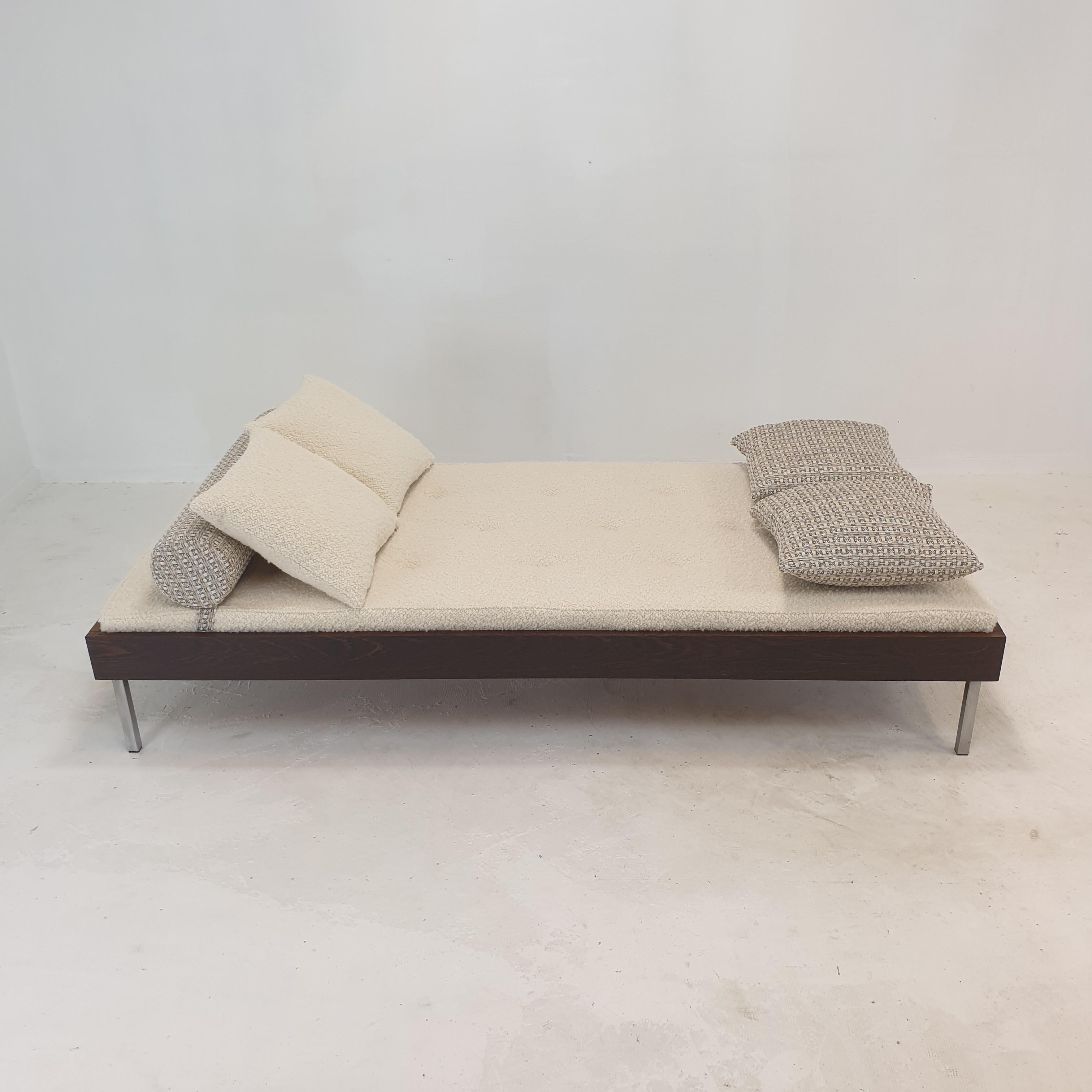 Mid-Century Modern Wengé Daybed with Dedar Cushions and Bolster, 1970s For Sale