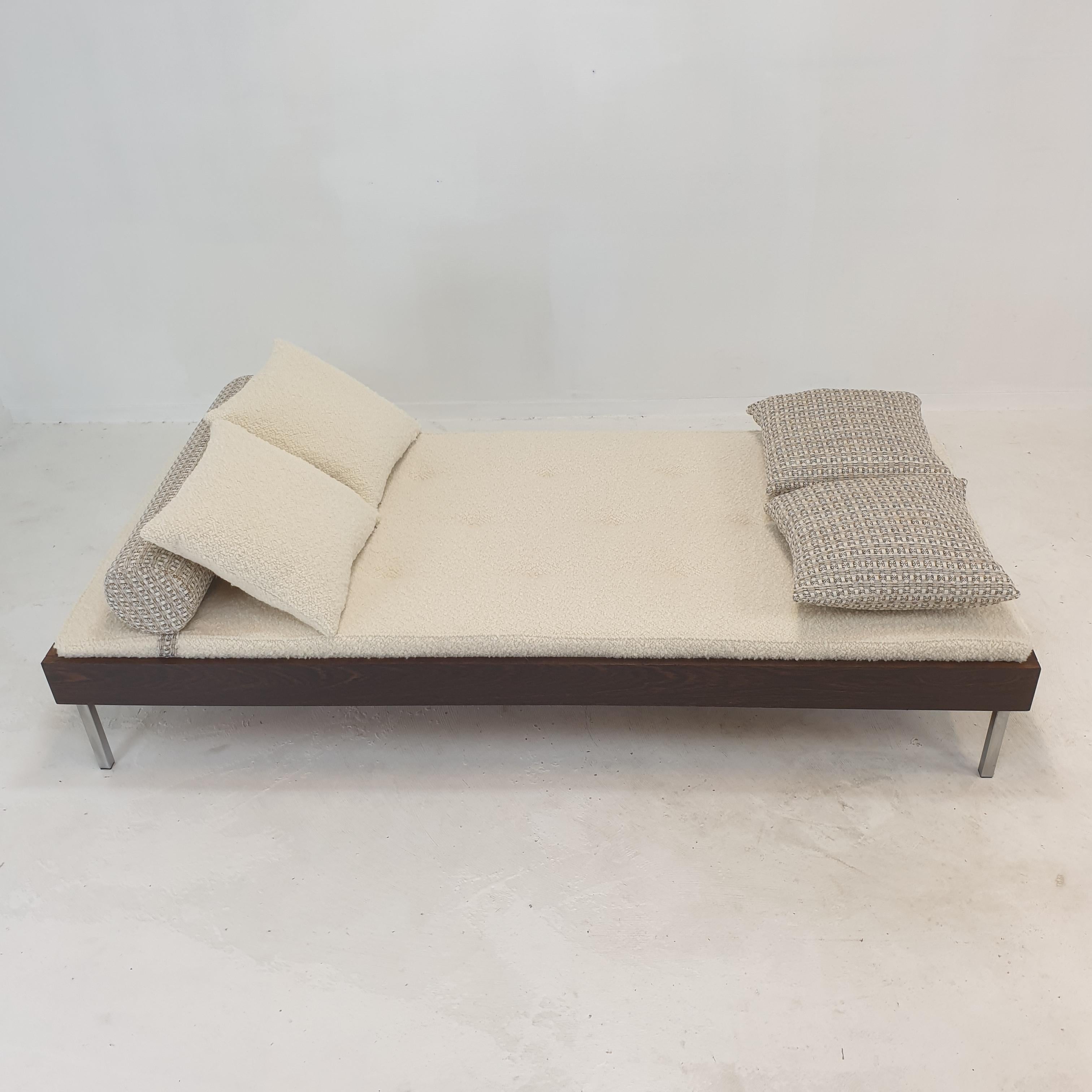 Dutch Wengé Daybed with Dedar Cushions and Bolster, 1970s For Sale
