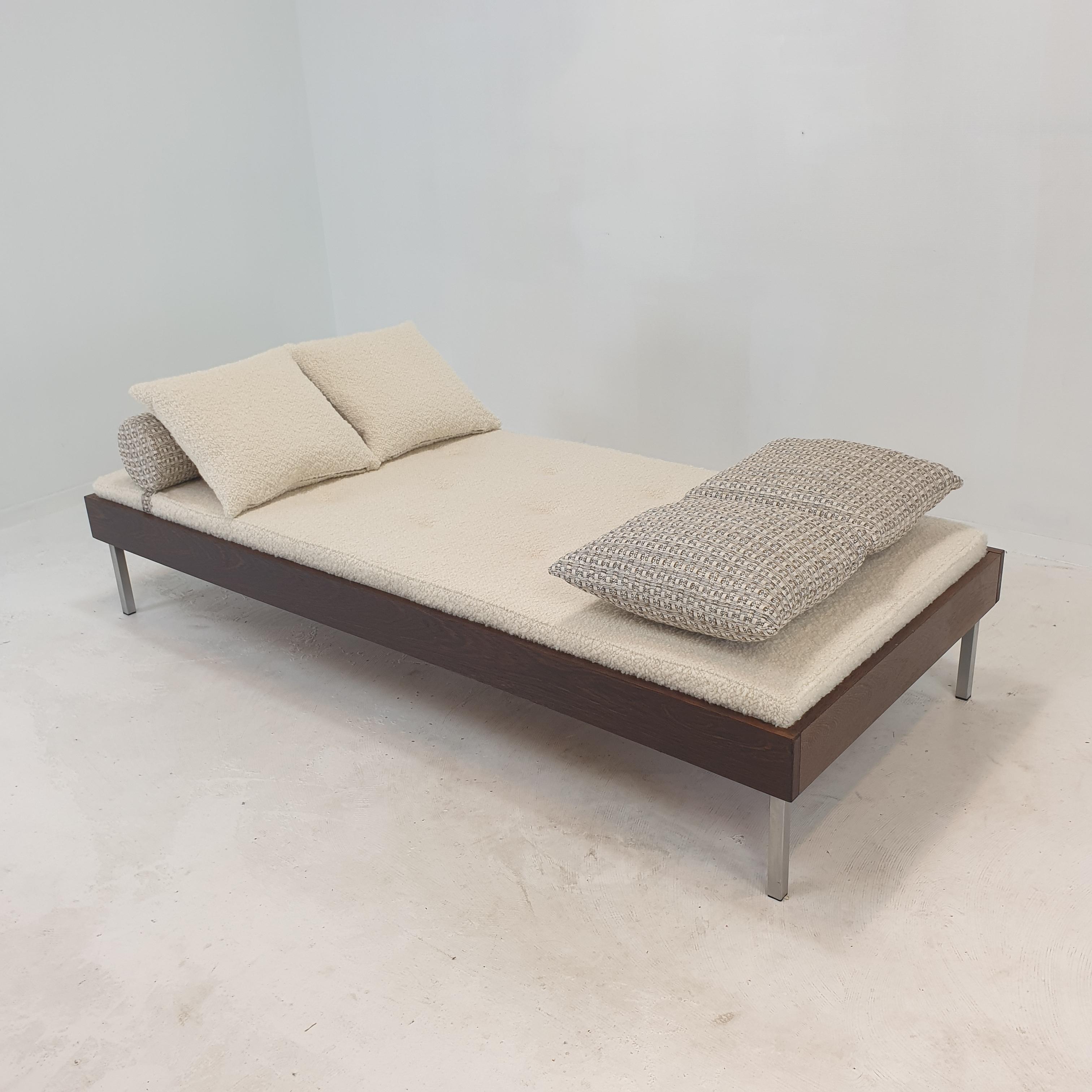 Woven Wengé Daybed with Dedar Cushions and Bolster, 1970s For Sale