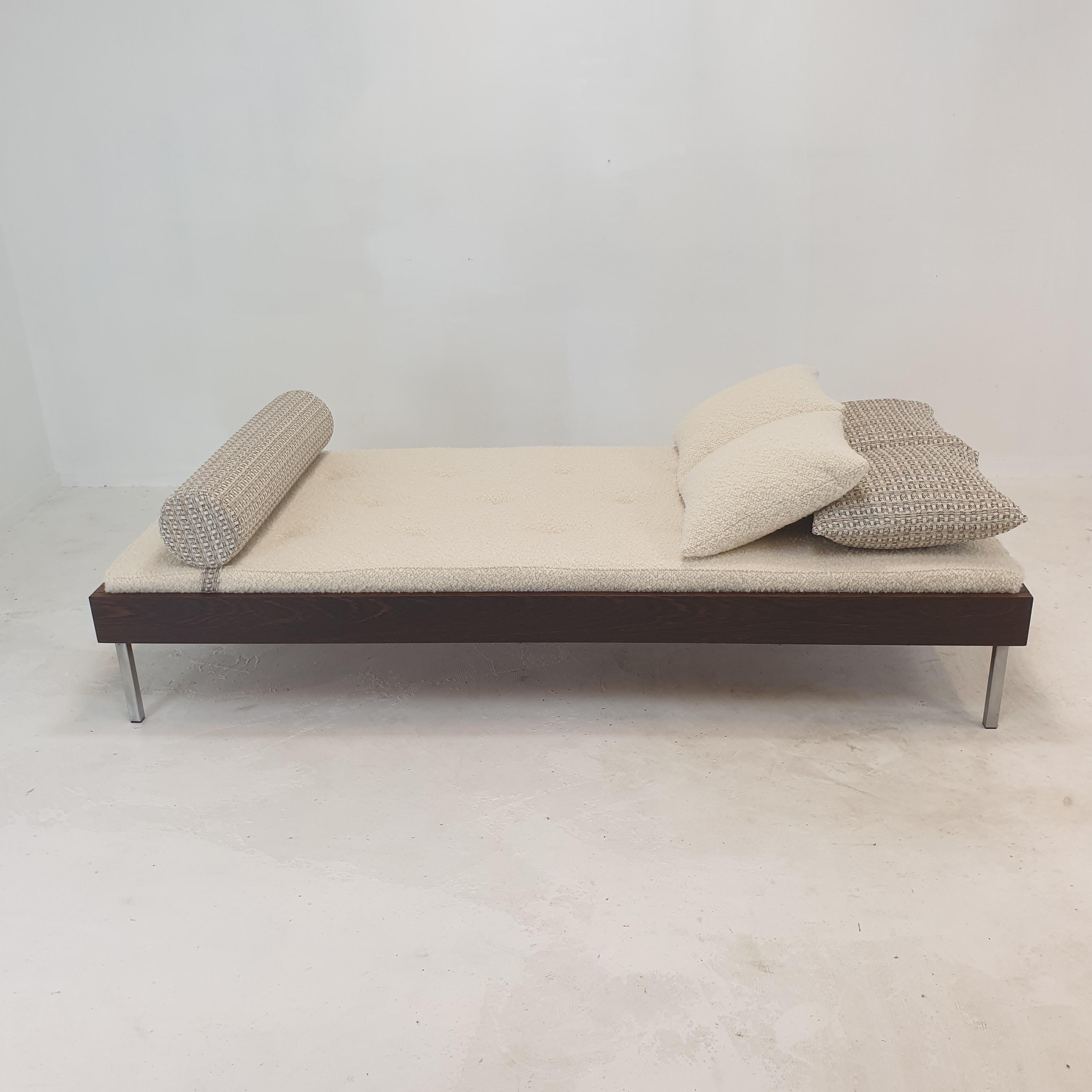 Late 20th Century Wengé Daybed with Dedar Cushions and Bolster, 1970s For Sale