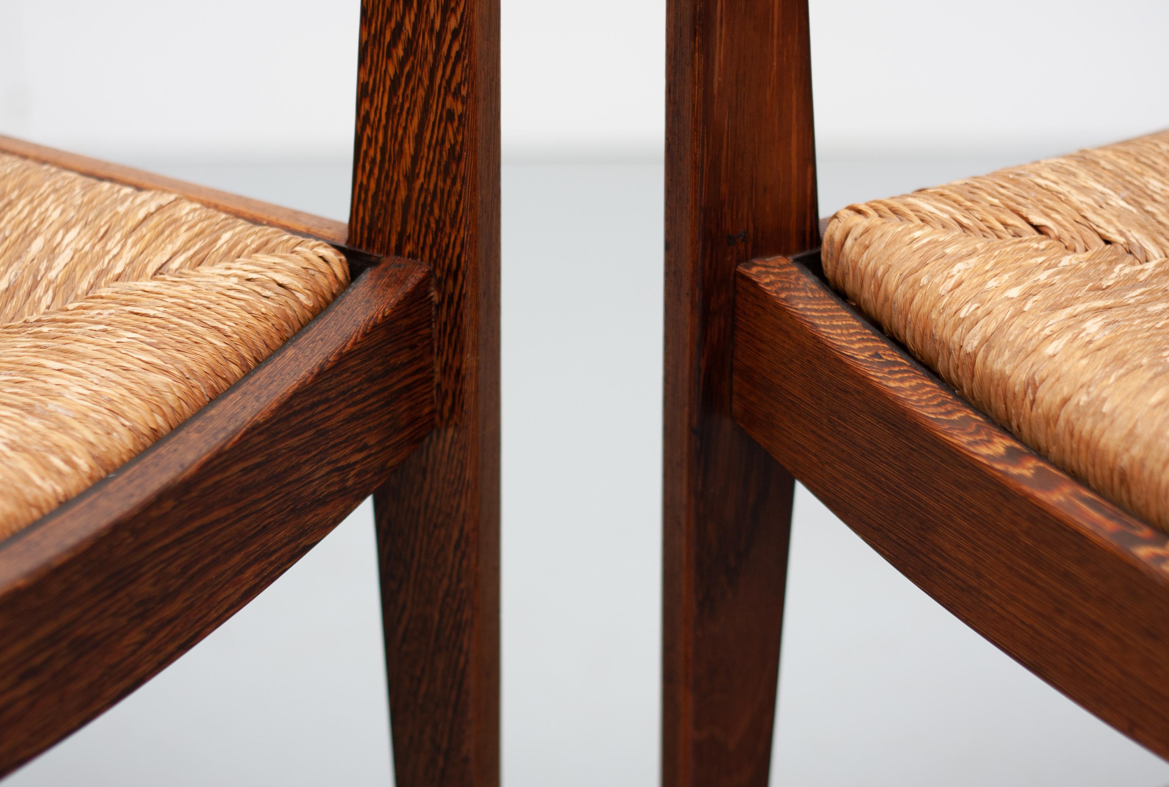 Wenge Wengé Dining Chairs Rattan Dutch, 1960s For Sale