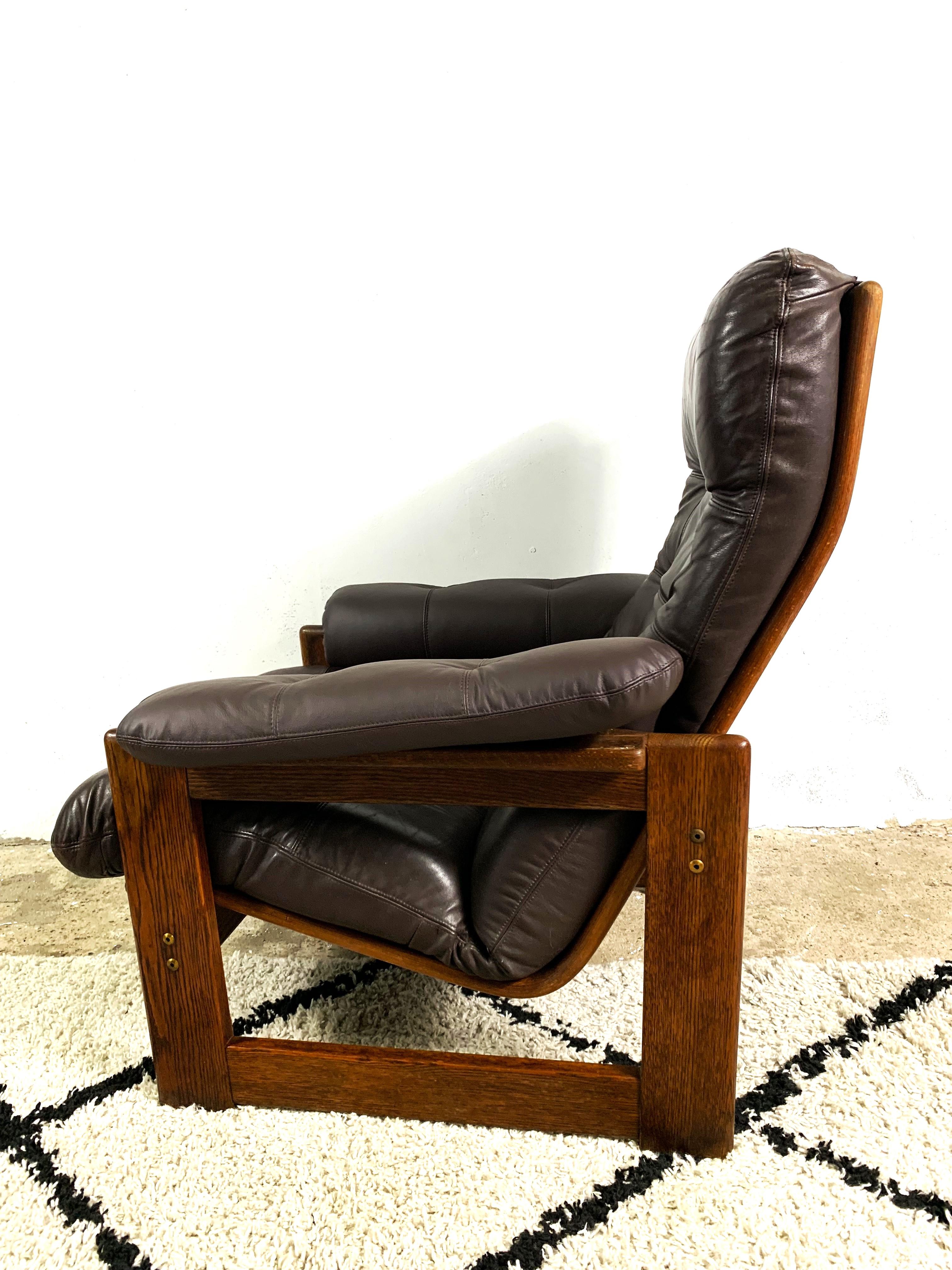 Wenge & Leather Lounge Armchair By Coja, 1981 For Sale 5