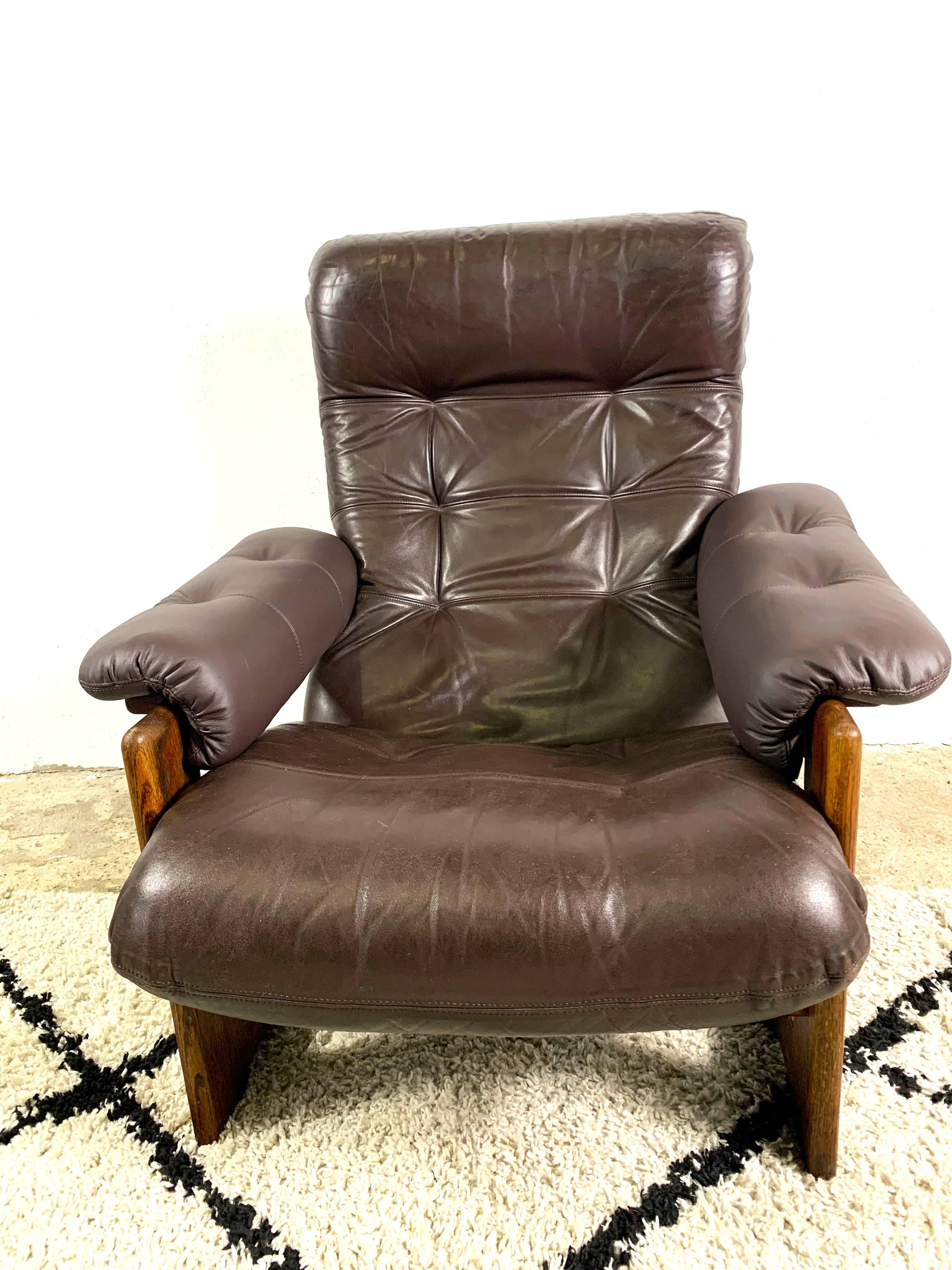 Wenge & Leather Lounge Armchair By Coja, 1981 For Sale 8